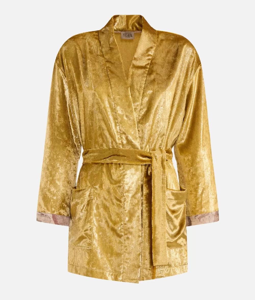 Alviero martini 1a classe Giacca kimono in velluto lurex special Oro In Linea