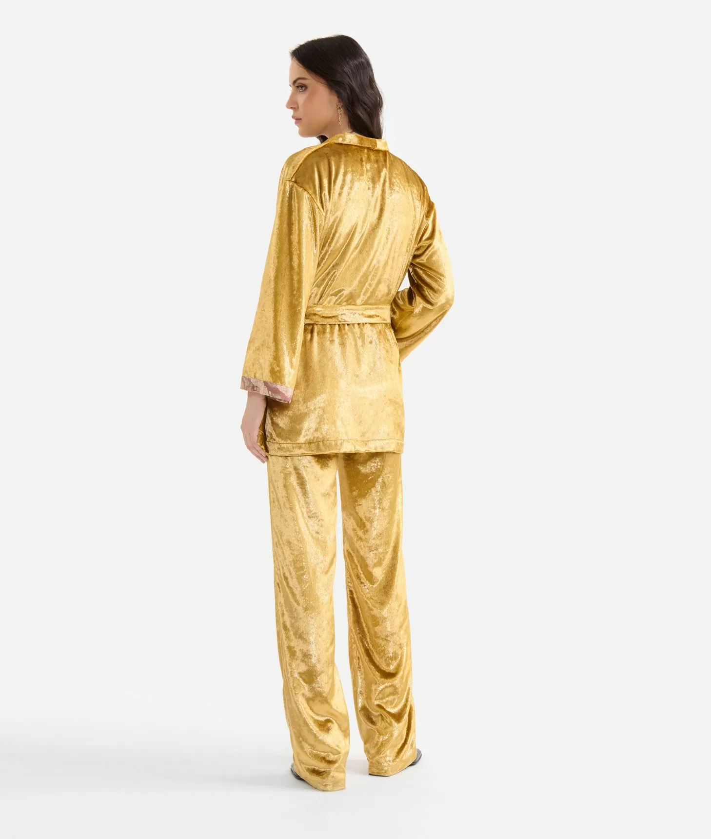 Alviero martini 1a classe Giacca kimono in velluto lurex special Oro In Linea