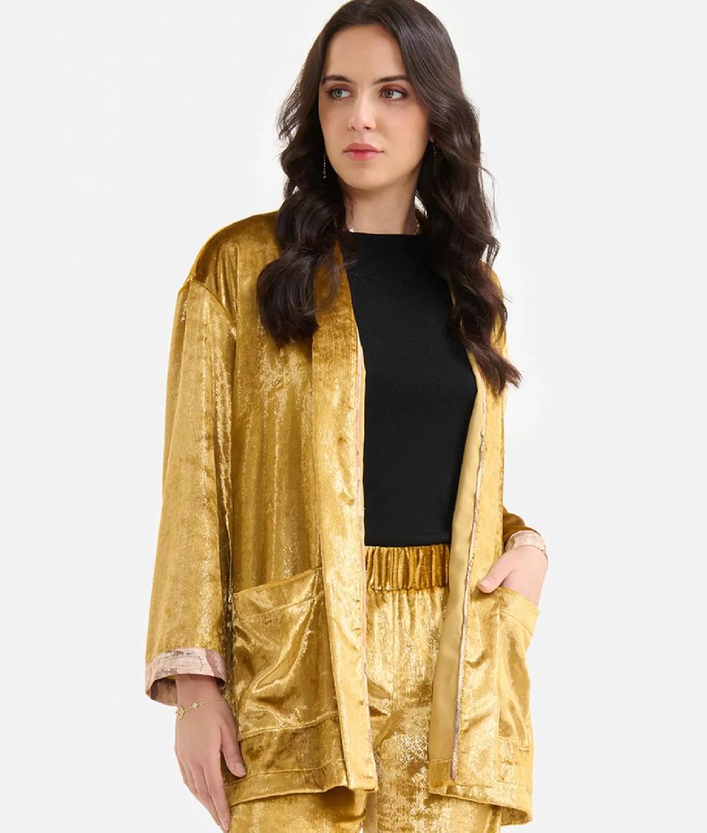 Alviero martini 1a classe Giacca kimono in velluto lurex special Oro In Linea