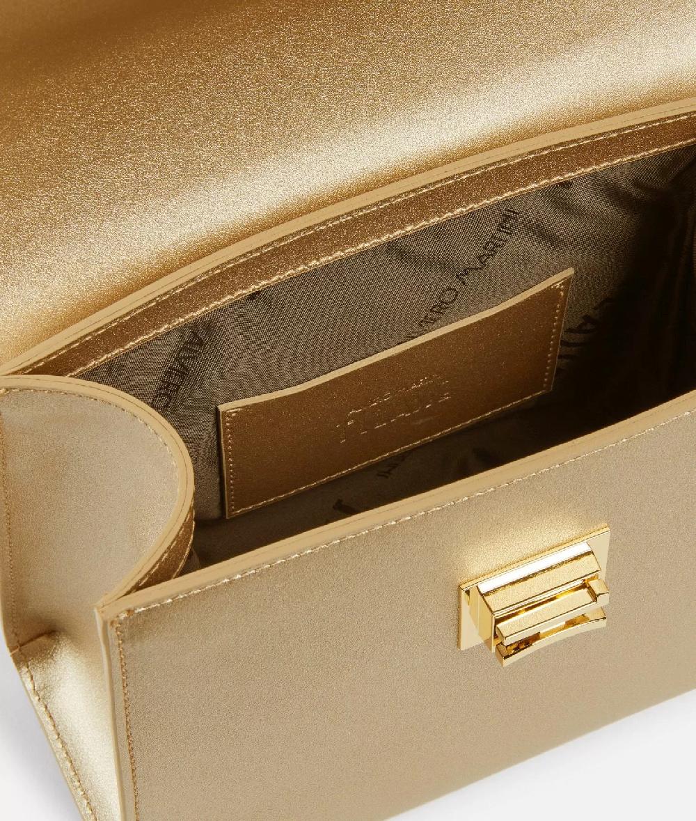 Alviero martini 1a classe Winter Spirit mini tote con tracolla in pelle laminata Oro Chiaro Qualità