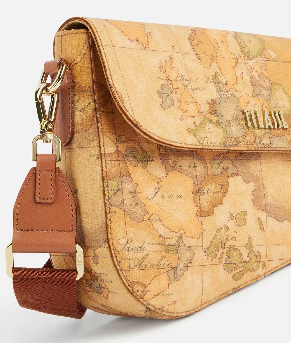 Alviero martini 1a classe Borsa a tracolla con patta in tessuto stampa Geo Classic Naturale Sconto