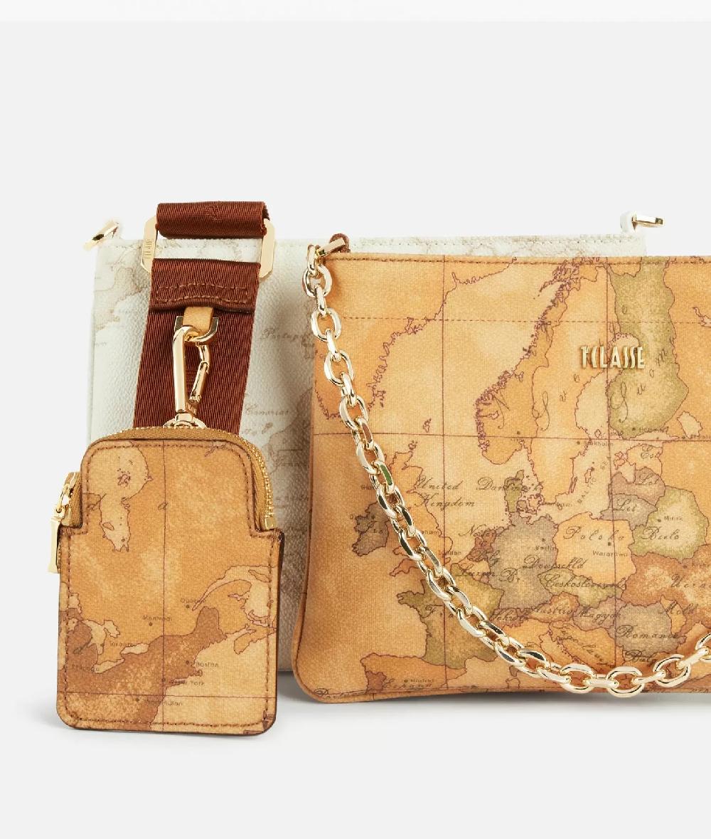 Alviero martini 1a classe Tracollina doppia in tessuto stampa Geo Classic e Geo White Economico