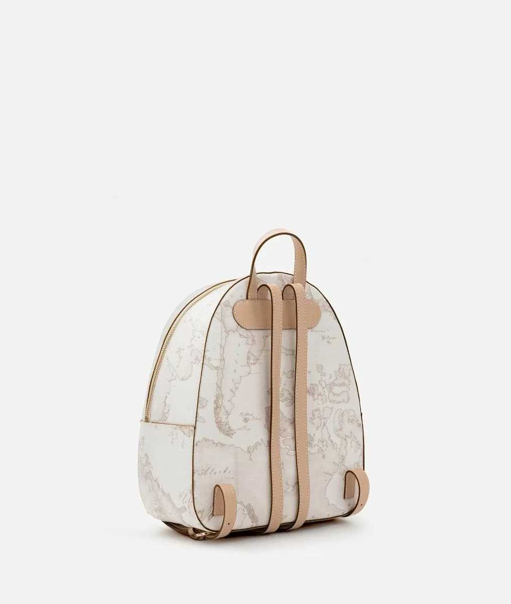 Alviero martini 1a classe Geo White zaino con inserti frontali in pelle Italy