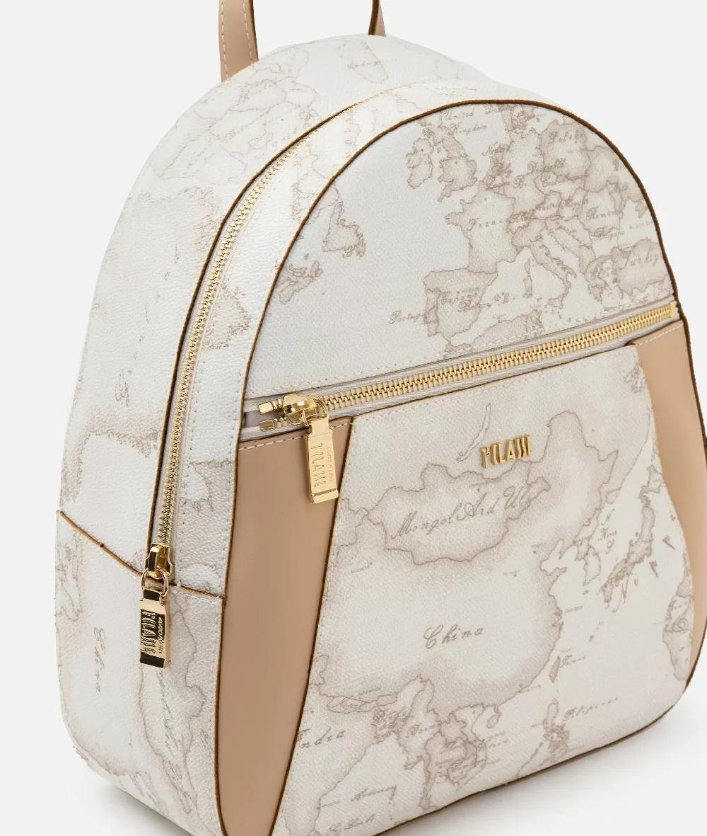 Alviero martini 1a classe Geo White zaino con inserti frontali in pelle Italy