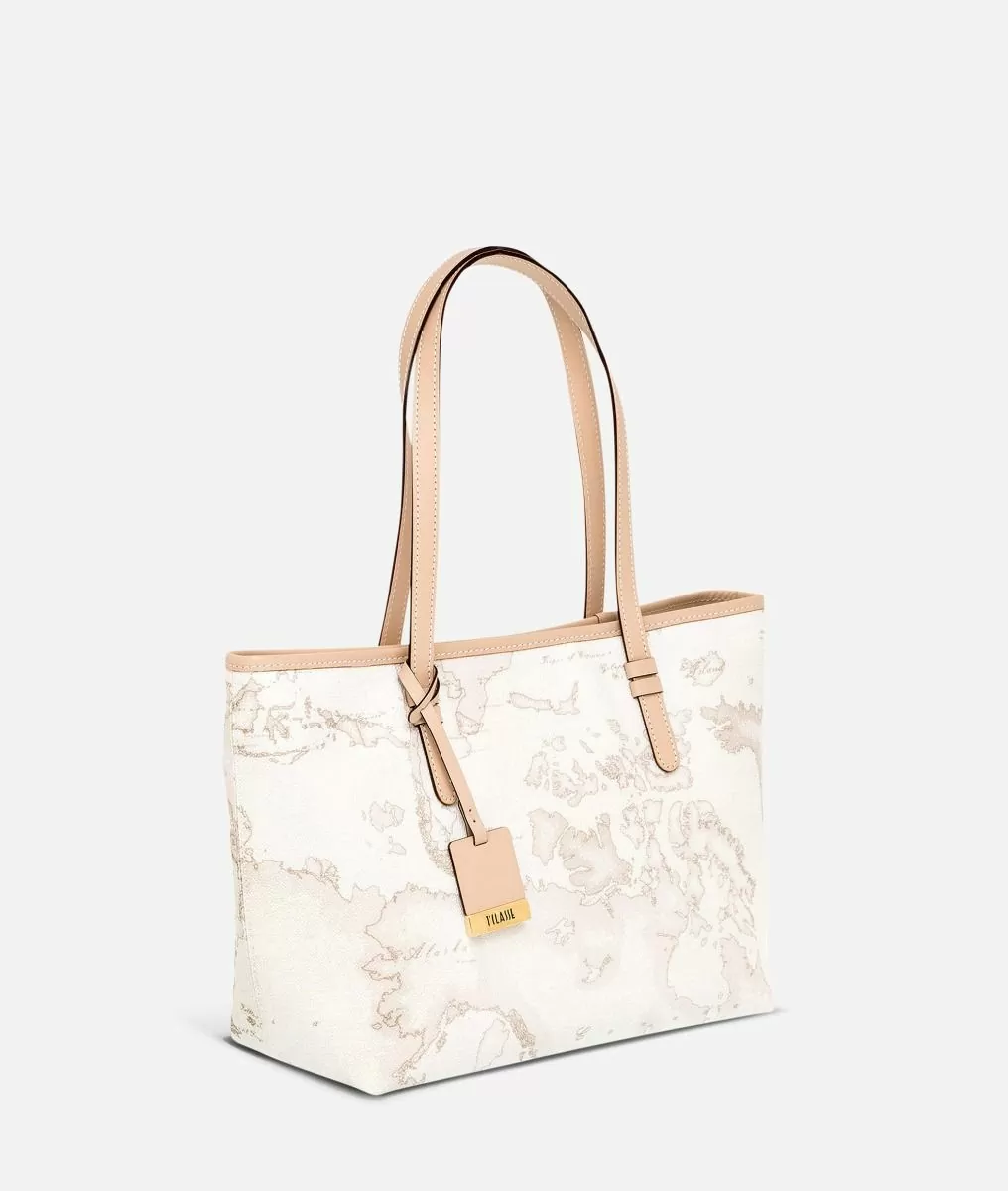 Alviero martini 1a classe Geo White Borsa shopping media Nuovo