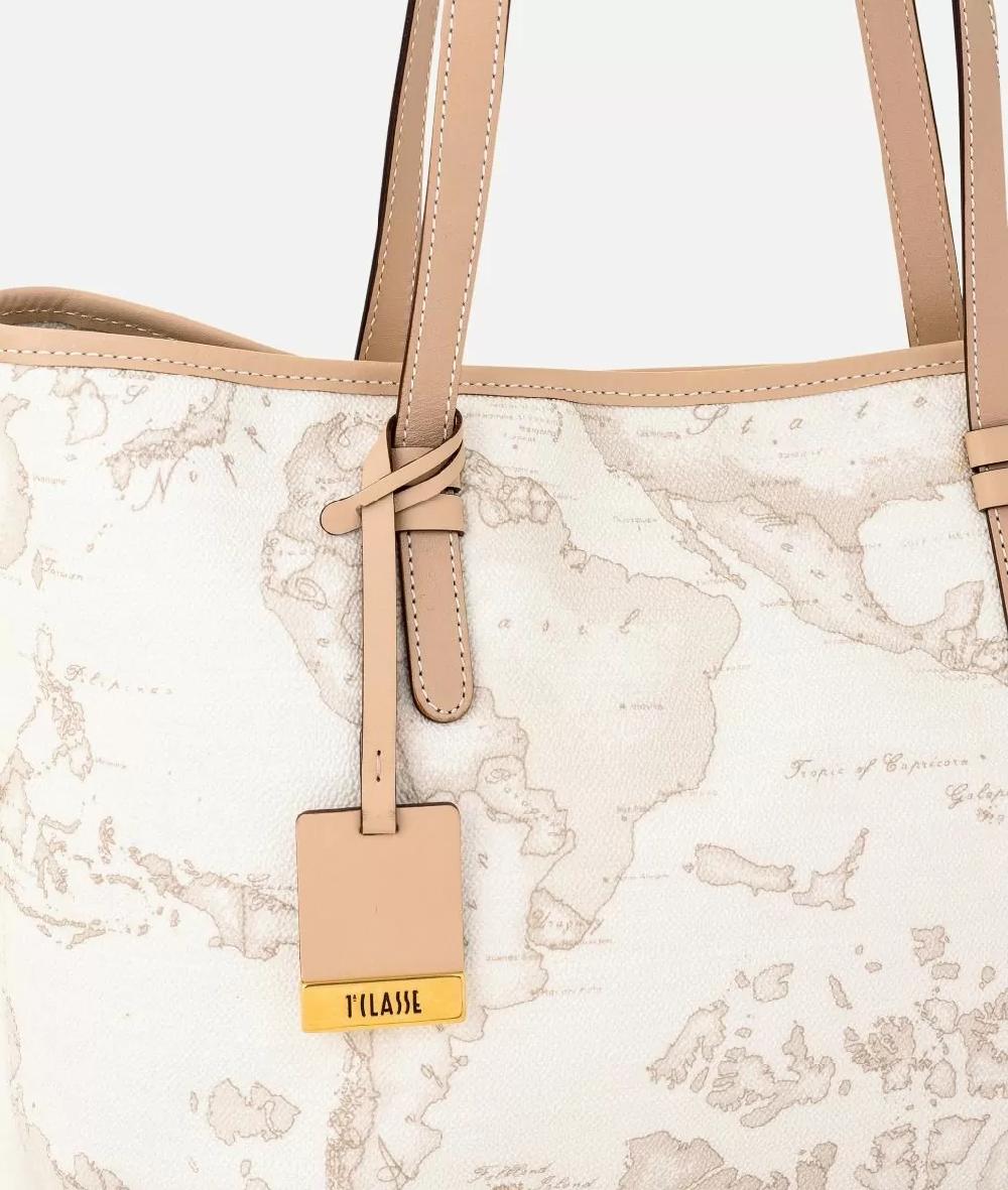 Alviero martini 1a classe Geo White Borsa shopping media Nuovo