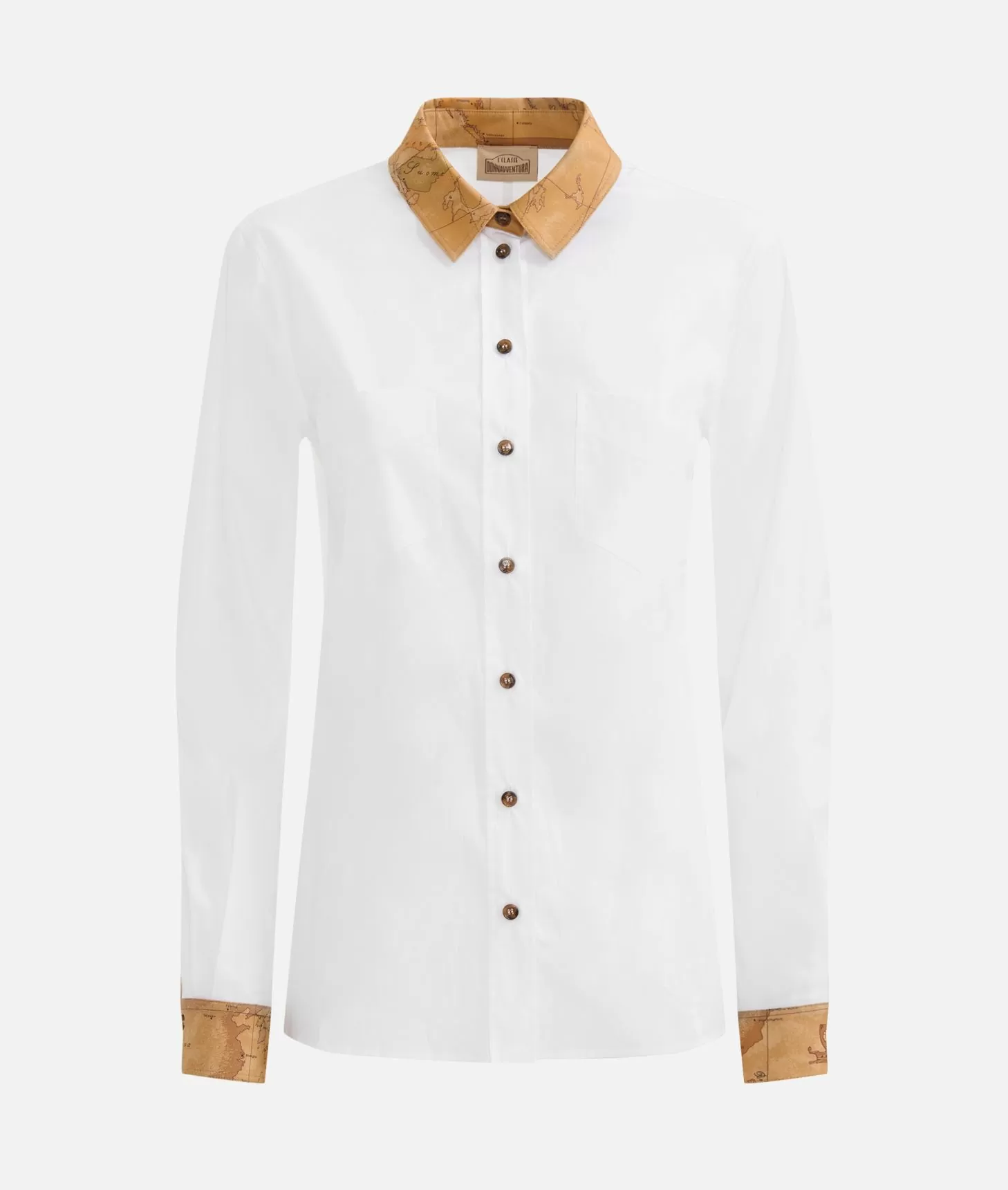 Alviero martini 1a classe Camicia in popeline di cotone stretch con dettagli Geo Classic Bianca Enormi sconti