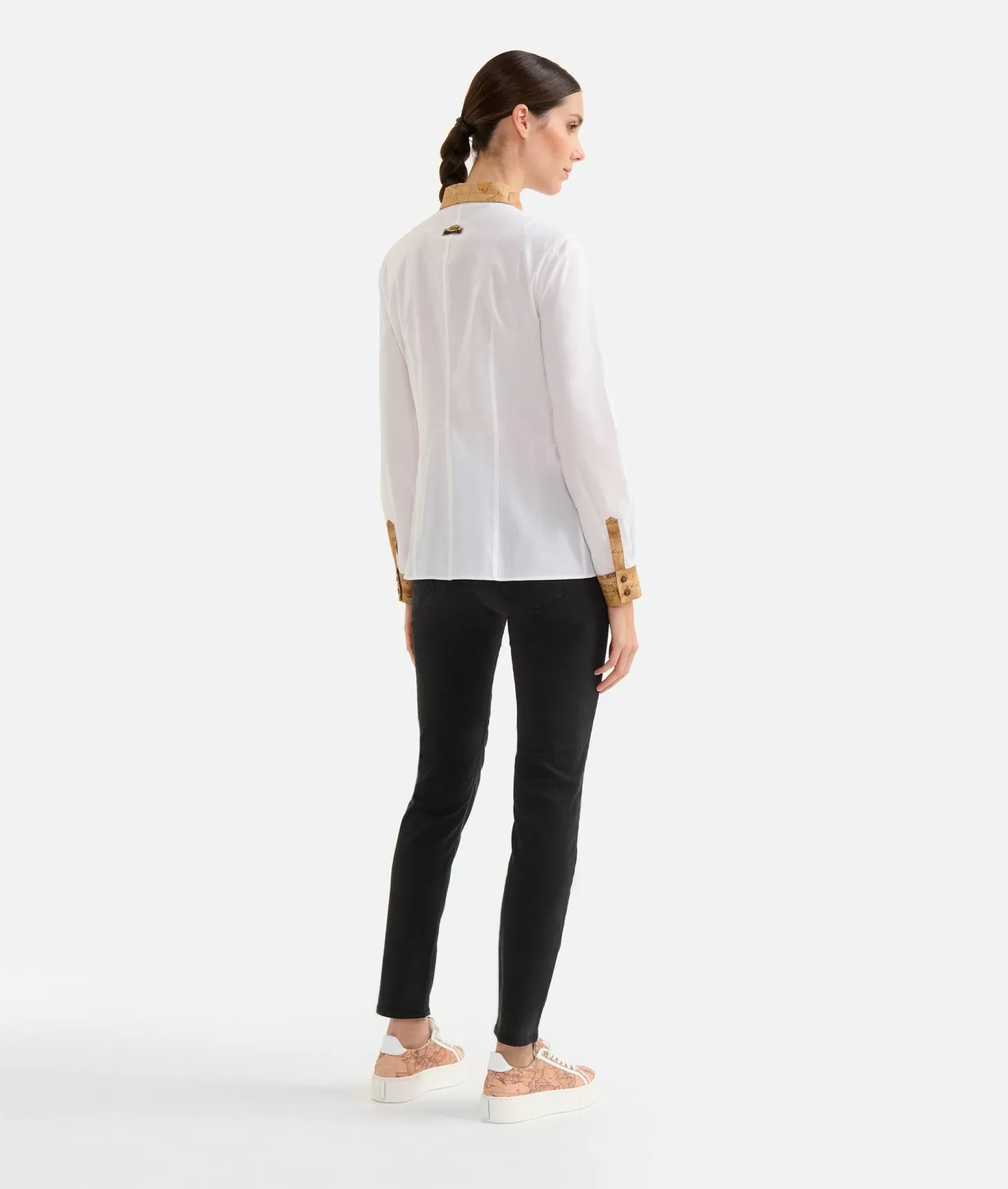 Alviero martini 1a classe Camicia in popeline di cotone stretch con dettagli Geo Classic Bianca Enormi sconti
