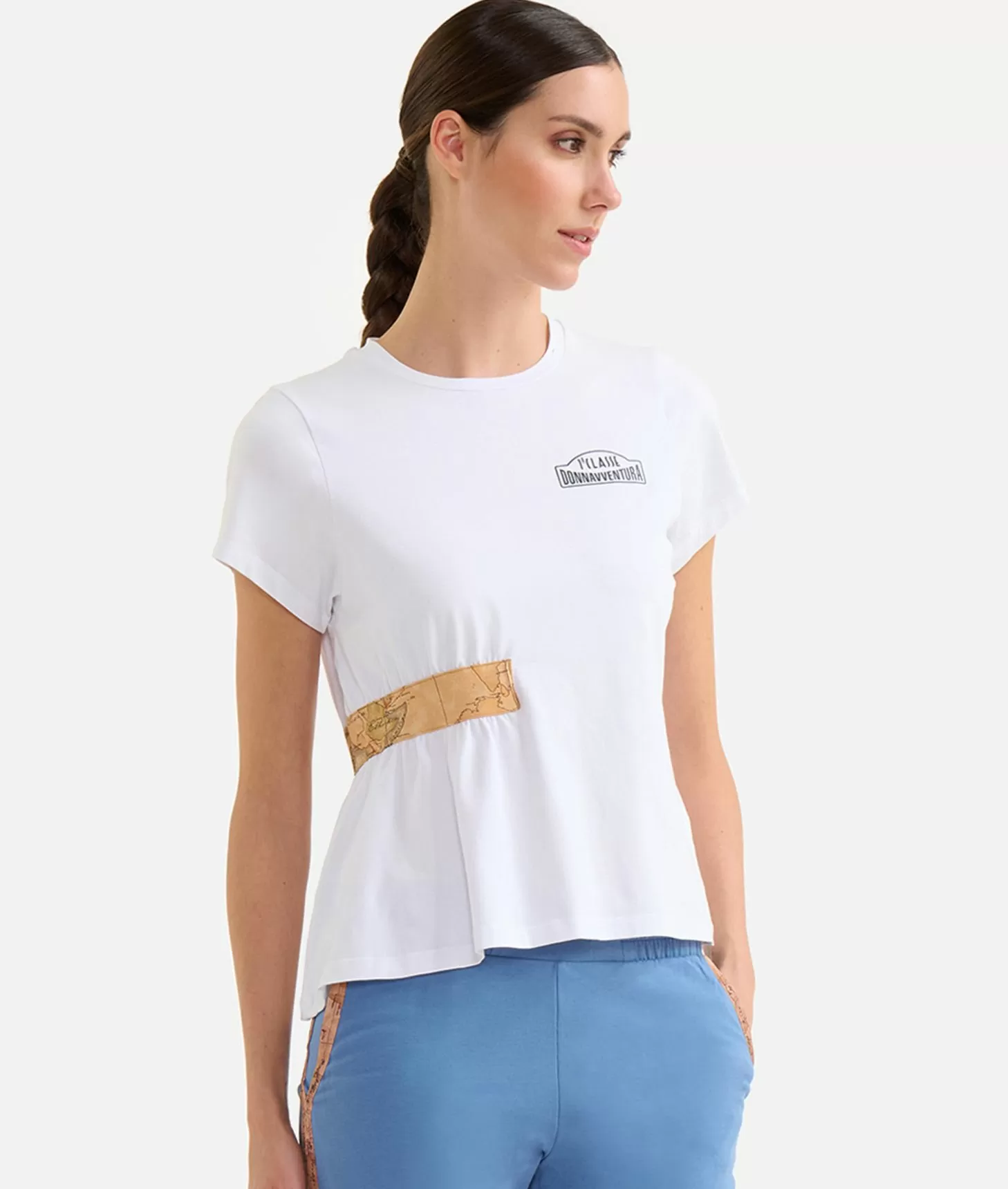 Alviero martini 1a classe T-shirt in jersey di cotone stretch con arriccio Bianca 50% di sconto con spedizione gratuita