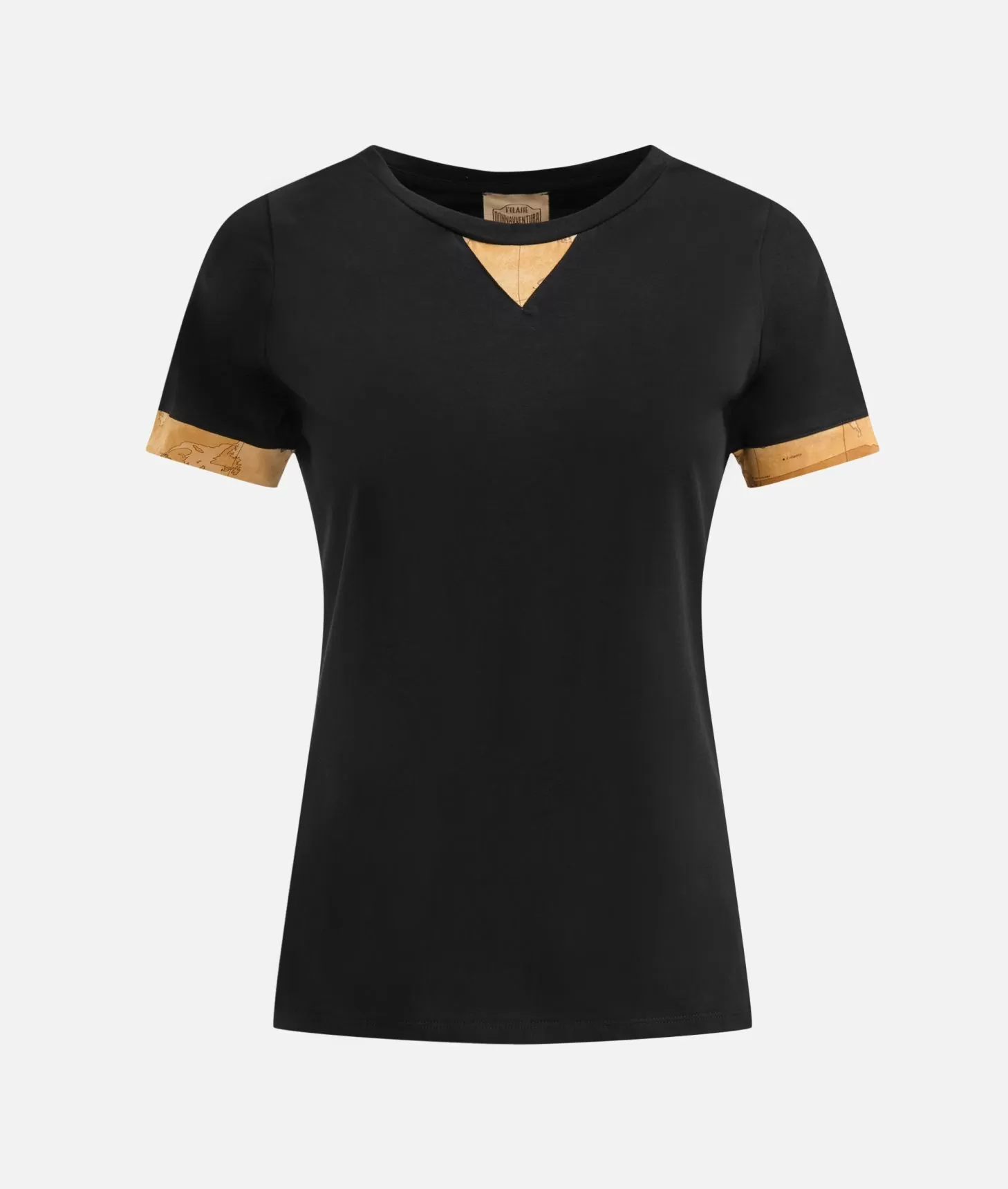 Alviero martini 1a classe T-shirt in jersey di cotone stretch con dettaglio Geo Classic Nera Trasporto libero internazionale