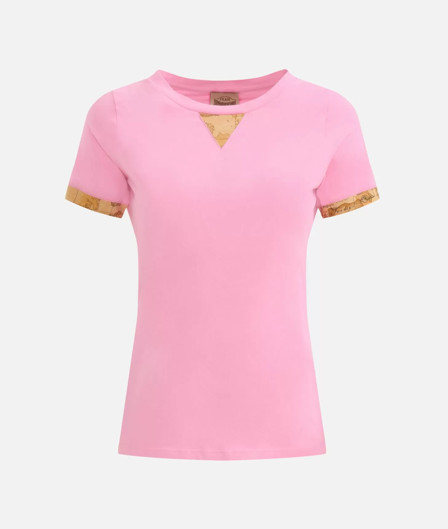 Alviero martini 1a classe T-shirt in jersey di cotone stretch con dettaglio Geo Classic Rosa Confetto Officina