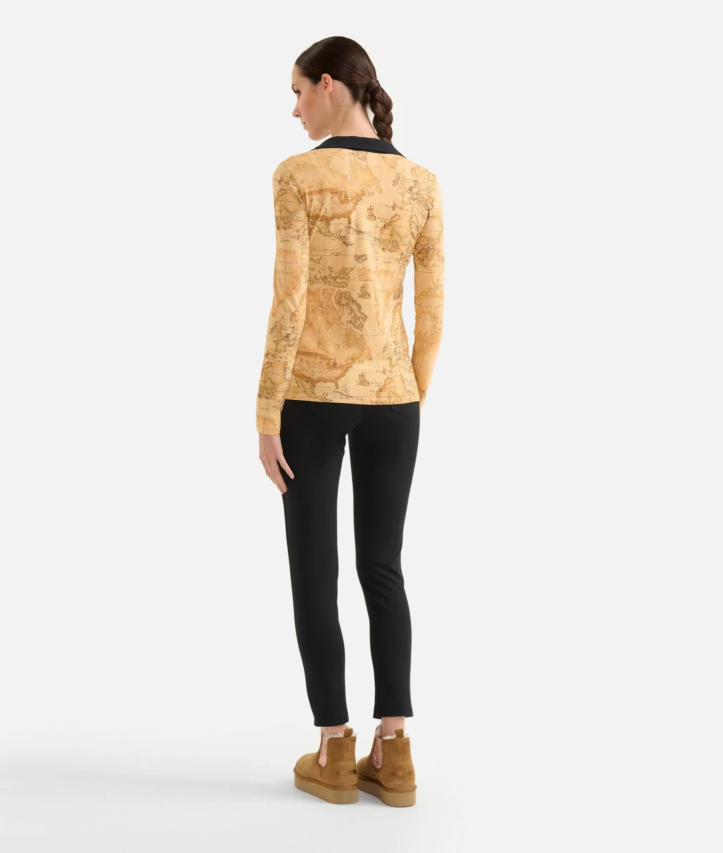 Alviero martini 1a classe T-shirt a maniche lunghe con colletto in jersey di cotone stretch Geo Classic 50% di sconto per tempo limitato