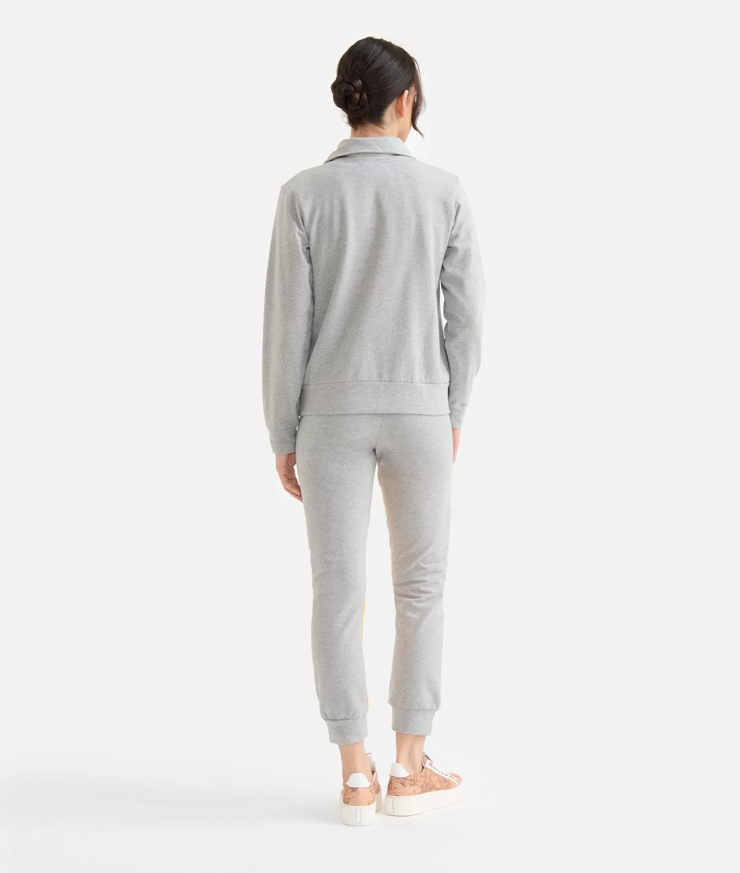Alviero martini 1a classe Felpa in cotone garzato stretch con intarsio Geo Classic Grigia Vendita