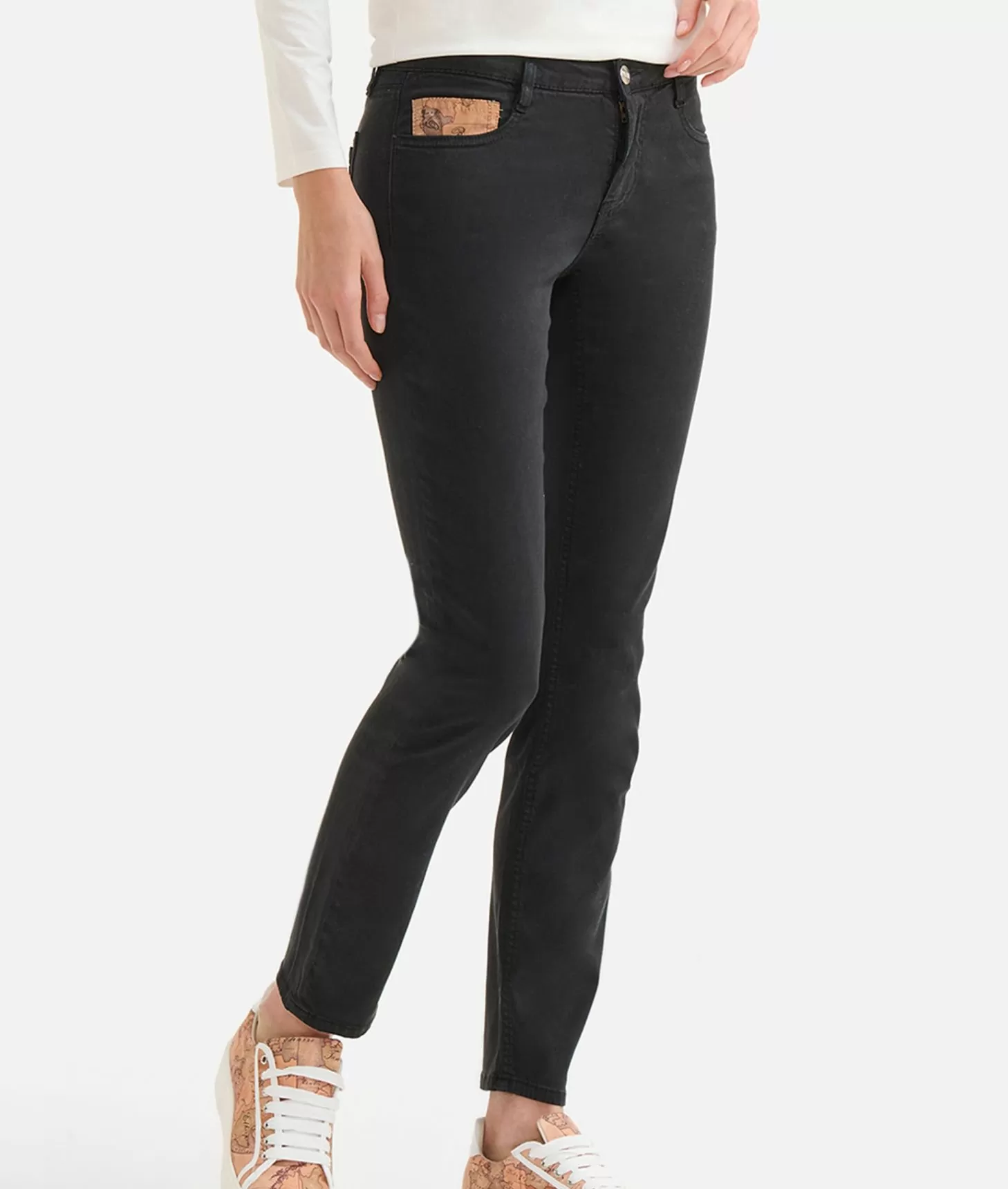 Alviero martini 1a classe Pantaloni in gabardina smerigliata con taschino Geo Classic Neri Soddisfazione Garantita