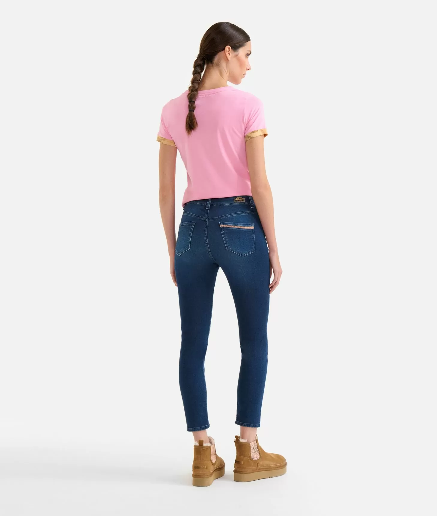 Alviero martini 1a classe Jeans slim in denim felpa a vita alta Blu Stone Negozi Online