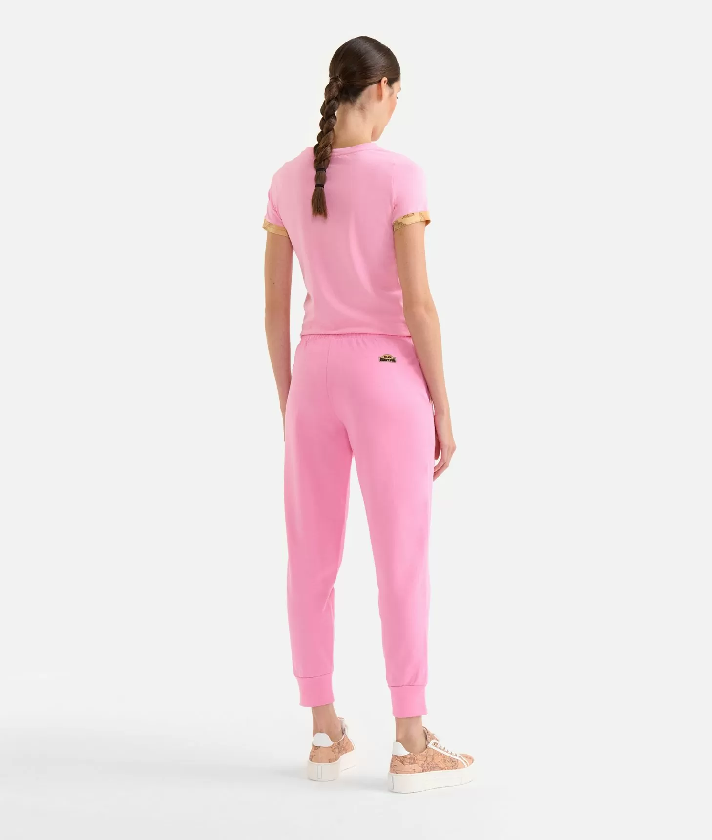 Alviero martini 1a classe Pantaloni in felpa garzata stretch con dettagli Geo Classic Rosa Confetto Consegna Veloce