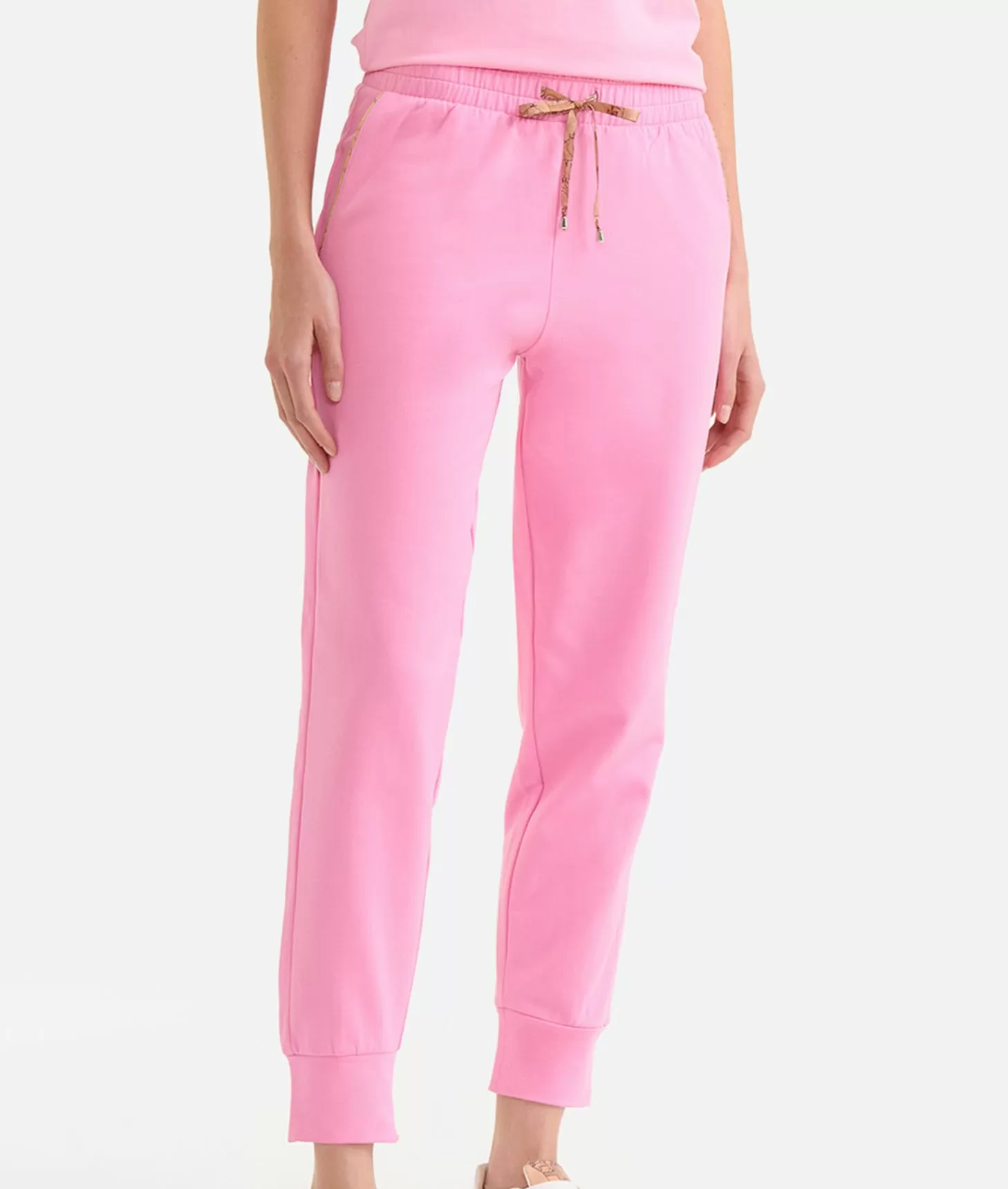 Alviero martini 1a classe Pantaloni in felpa garzata stretch con dettagli Geo Classic Rosa Confetto Consegna Veloce