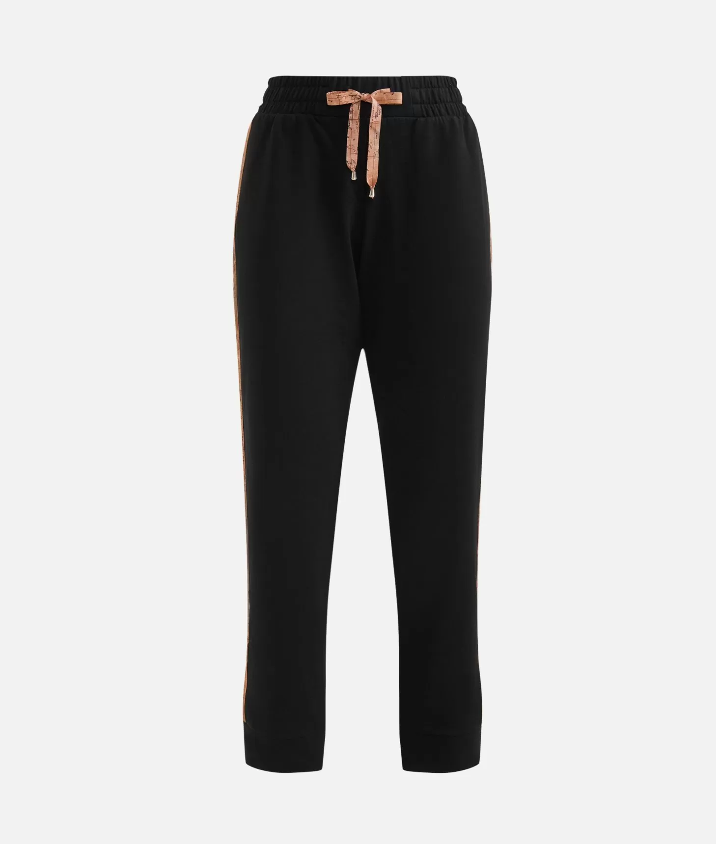 Alviero martini 1a classe Pantaloni in felpa garzata stretch con profili Geo Classic Neri Affare Del Giorno