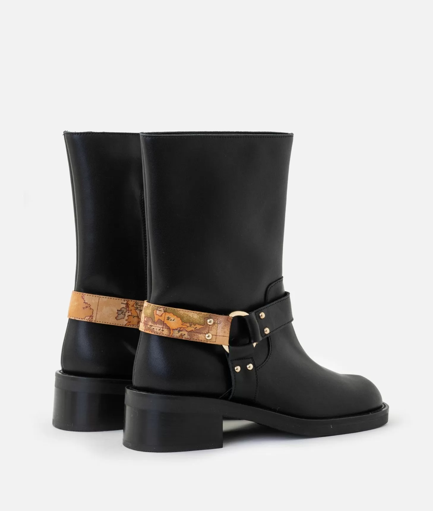 Alviero martini 1a classe Stivaletti biker in pelle liscia con dettaglio Geo Classic Neri Offerta
