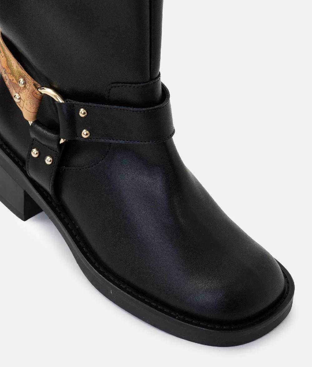 Alviero martini 1a classe Stivaletti biker in pelle liscia con dettaglio Geo Classic Neri Offerta