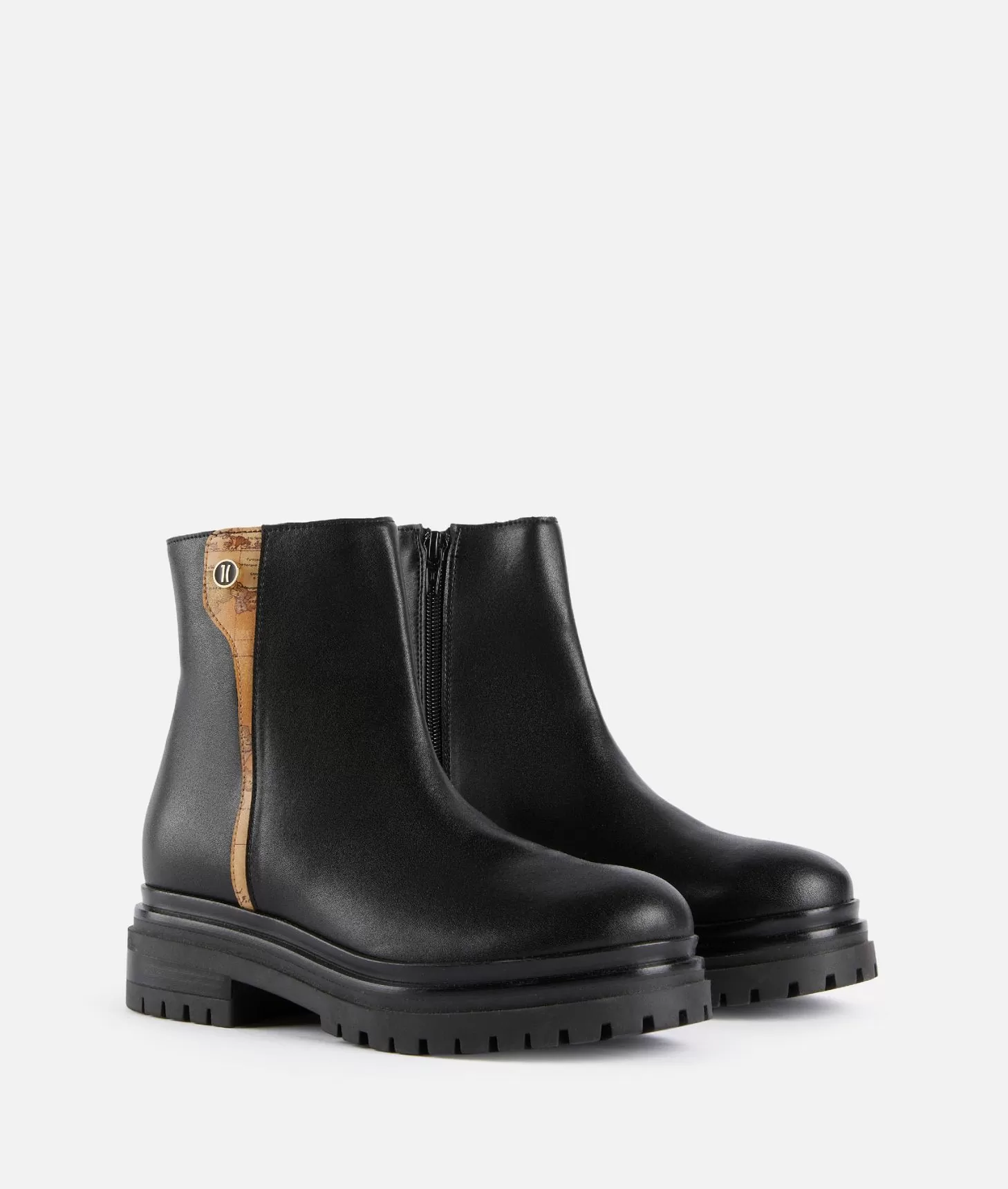 Alviero martini 1a classe Stivaletti beatles in pelle liscia con bottoncino 1C Neri Outlet
