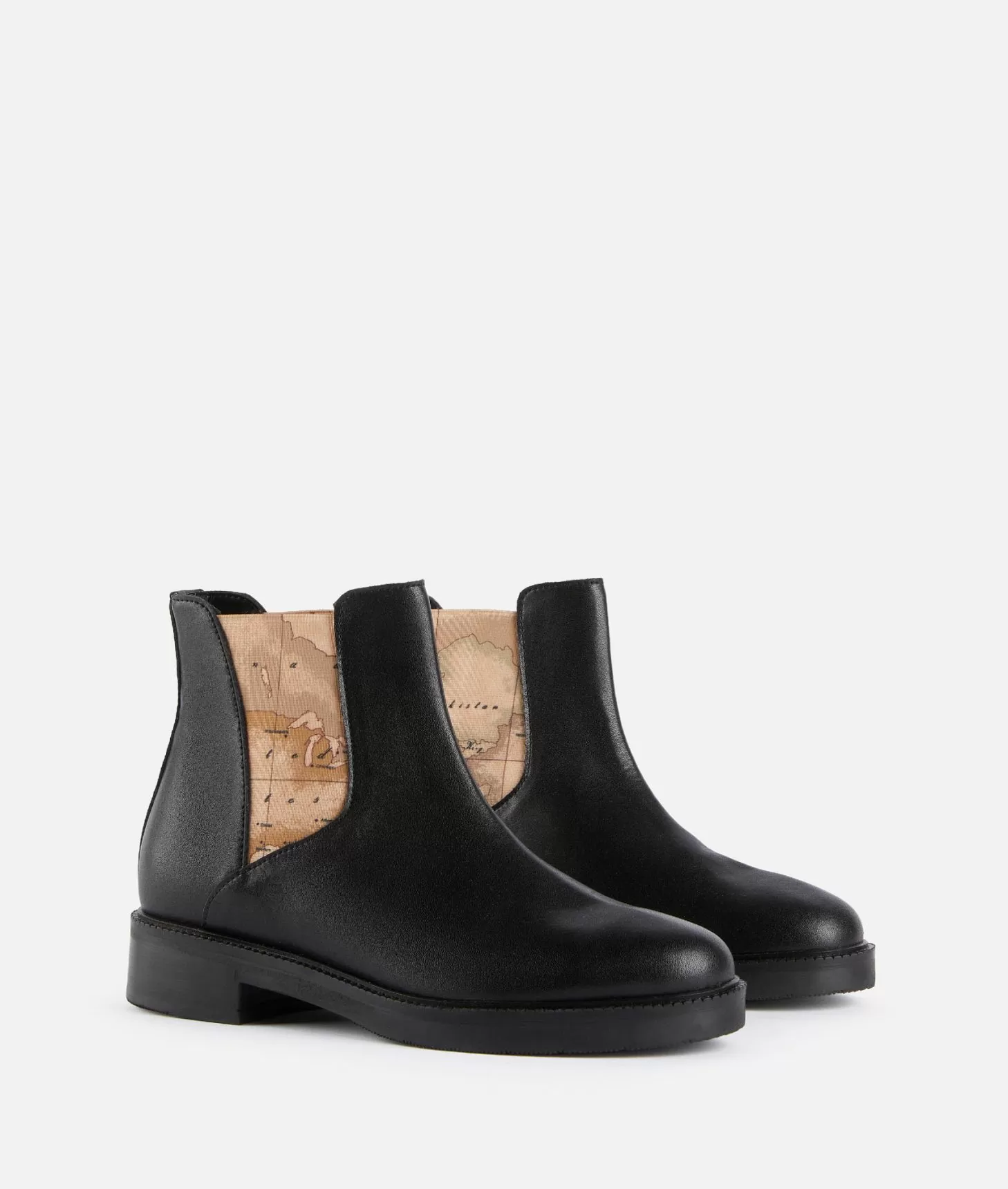 Alviero martini 1a classe Stivaletti beatles in pelle liscia con elastico Geo Classic Neri Vendita Calda