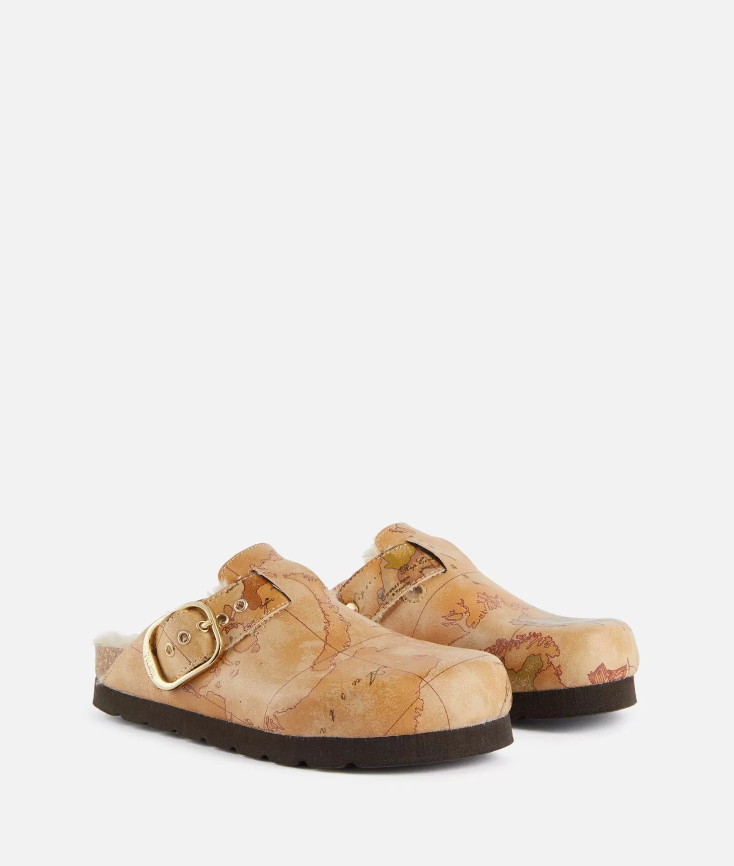 Alviero martini 1a classe Sabot con ecopelliccia in eco nappa stampa Geo Classic Saldi Di Fabbrica