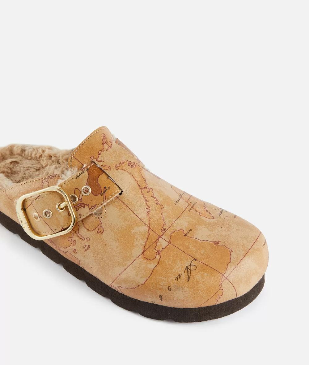 Alviero martini 1a classe Sabot con ecopelliccia in eco nappa stampa Geo Classic Saldi Di Fabbrica