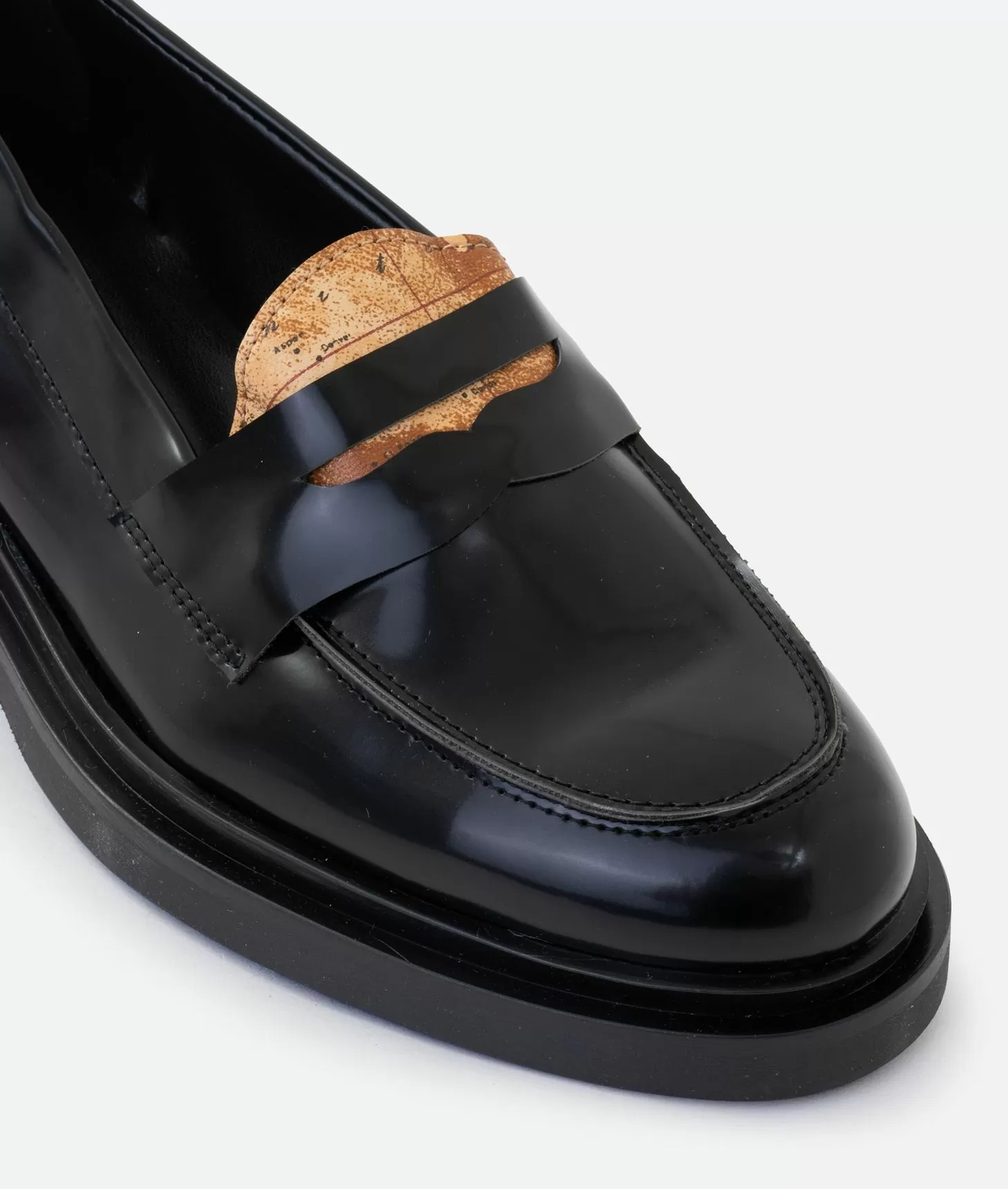Alviero martini 1a classe Mocassini in eco pelle spazzolata con linguetta Geo Classic Neri Comprare a buon mercato