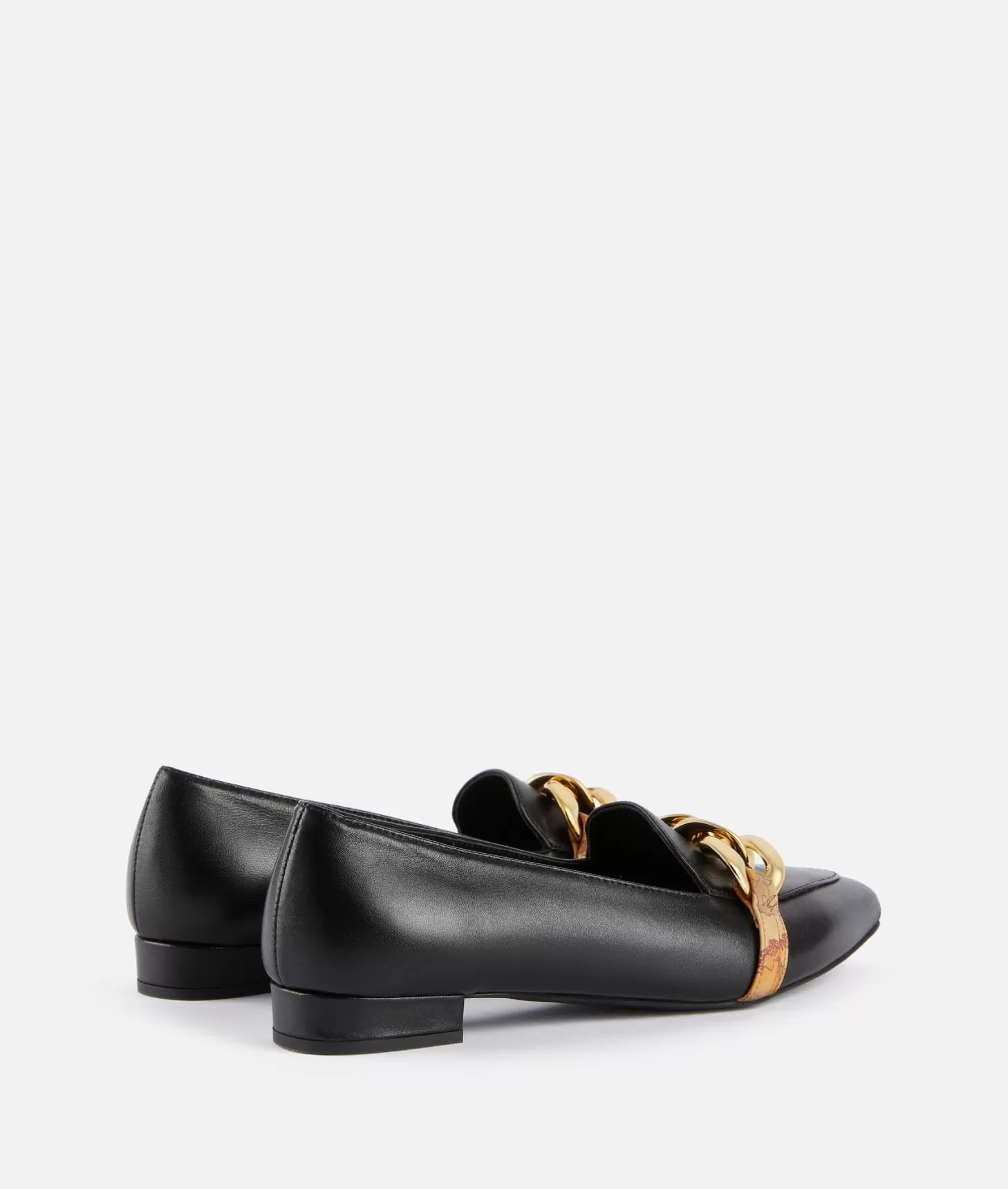 Alviero martini 1a classe Mocassini in pelle lucida con maxi catena Neri Offerta esclusiva