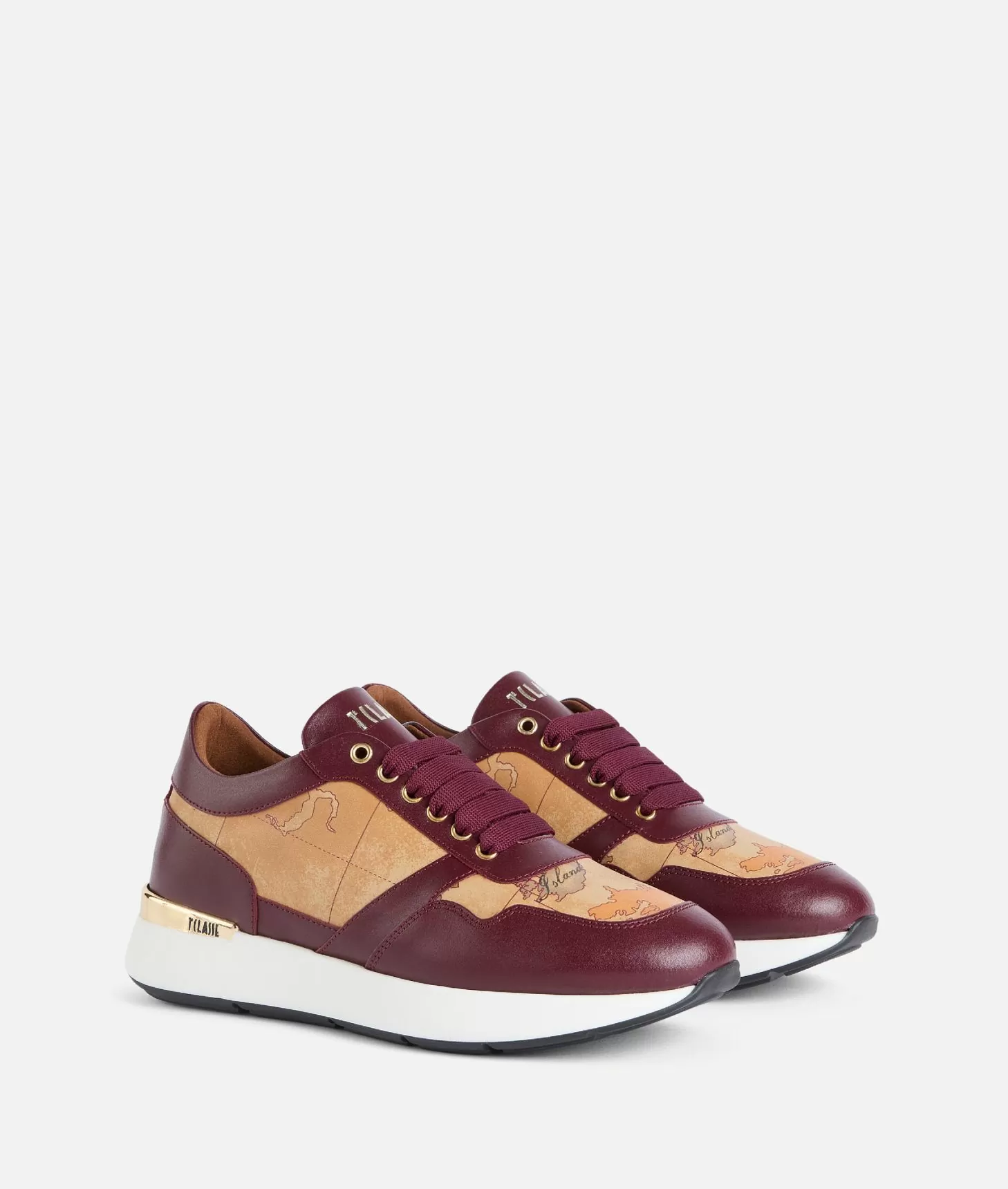 Alviero martini 1a classe Running in pelle liscia con dettagli Geo Classic Burgundy Ritorno libero