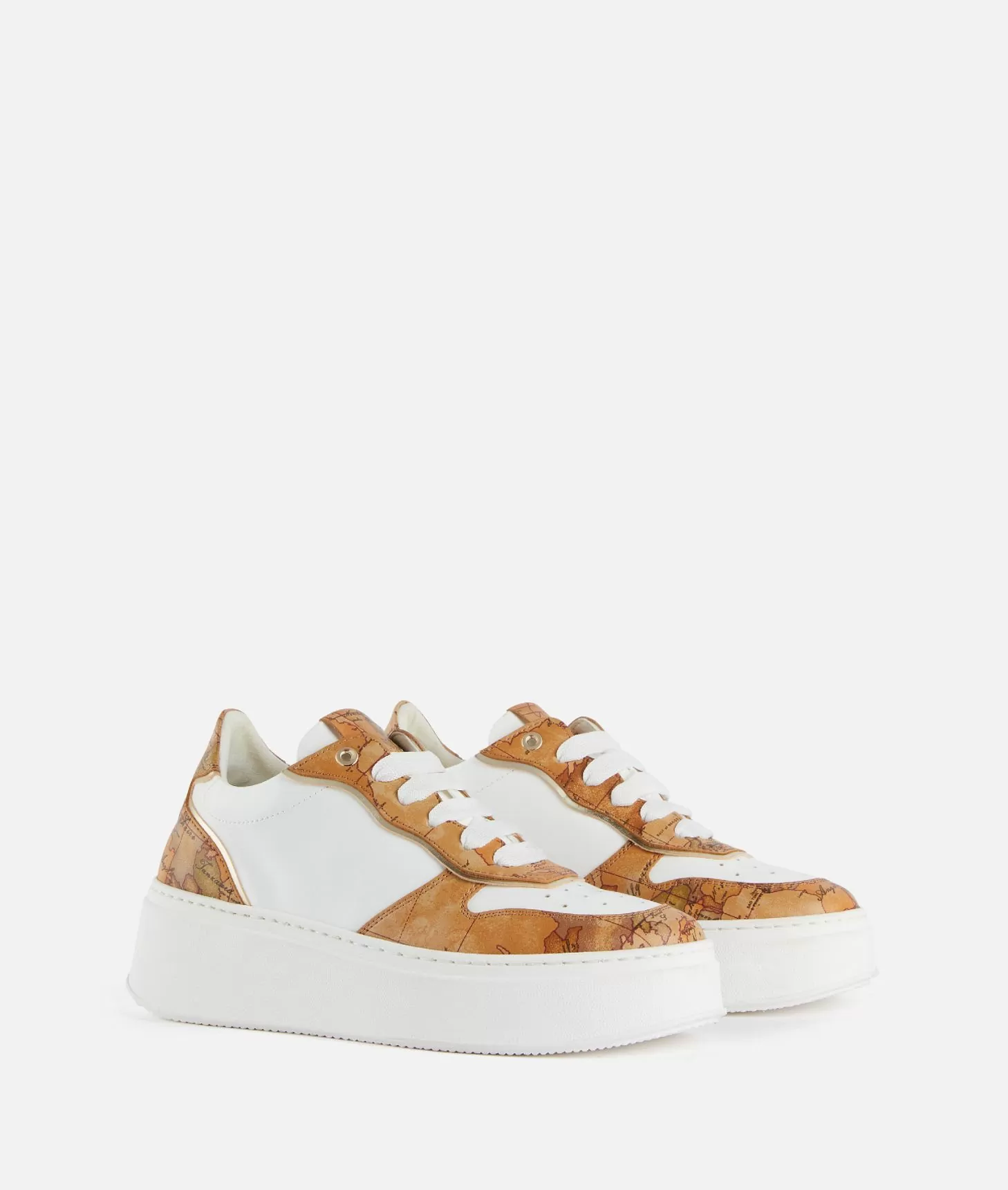 Alviero martini 1a classe Sneakers zeppate in eco nappa con dettagli Geo Classic Bianche Ultimo giorno
