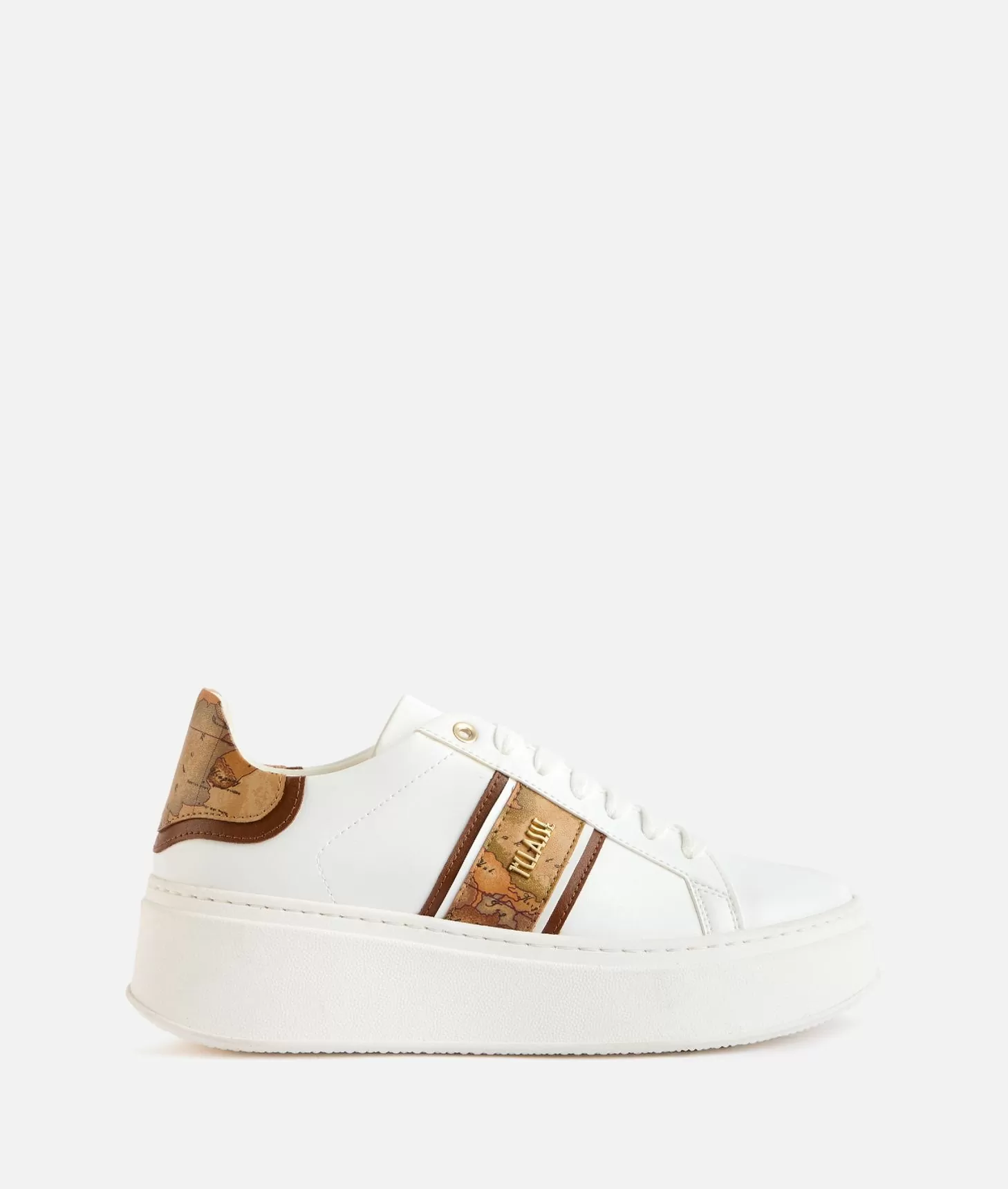 Alviero martini 1a classe Sneakers zeppate in eco nappa con banda Geo Classic Bianche Promozione temporanea