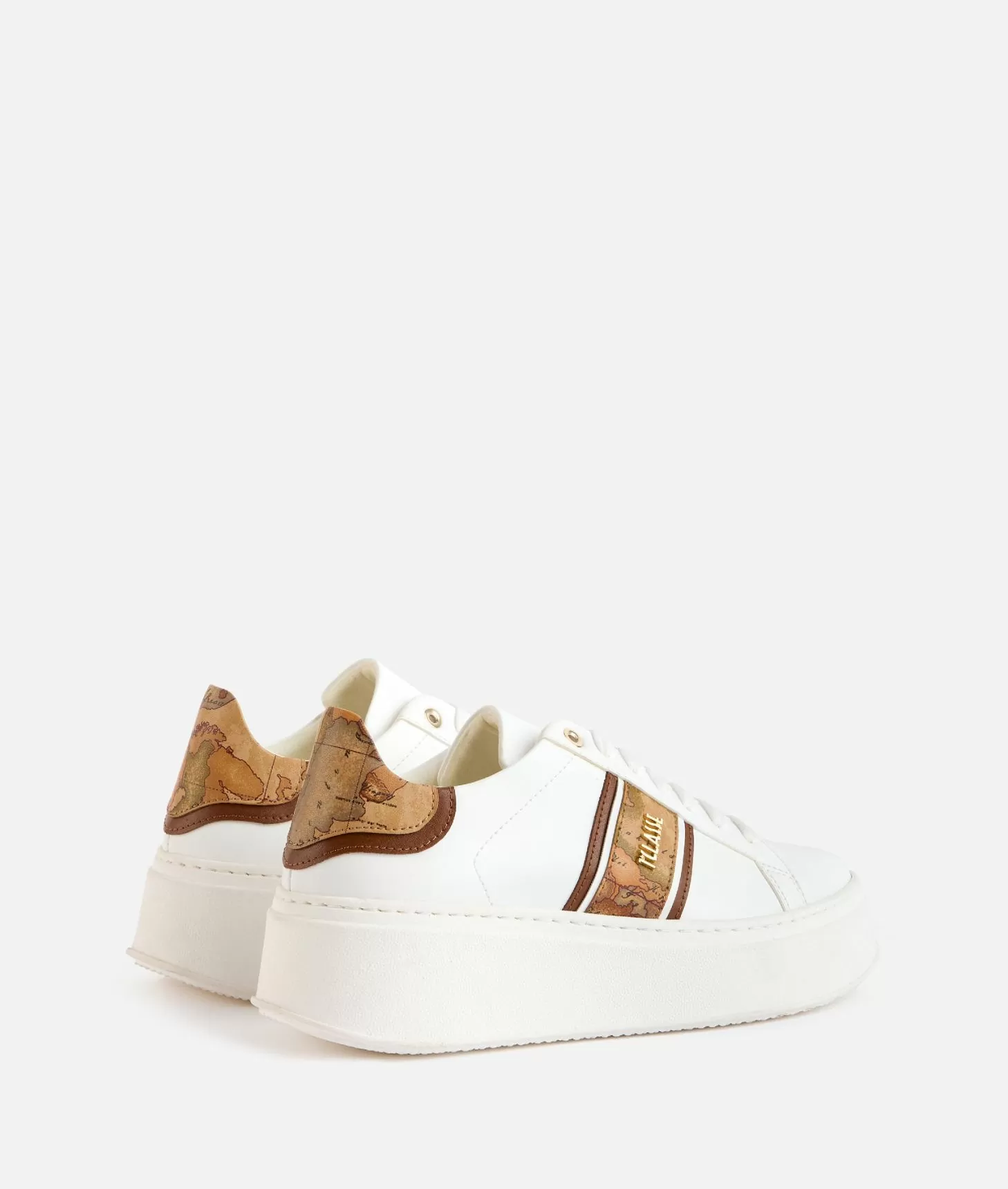 Alviero martini 1a classe Sneakers zeppate in eco nappa con banda Geo Classic Bianche Promozione temporanea