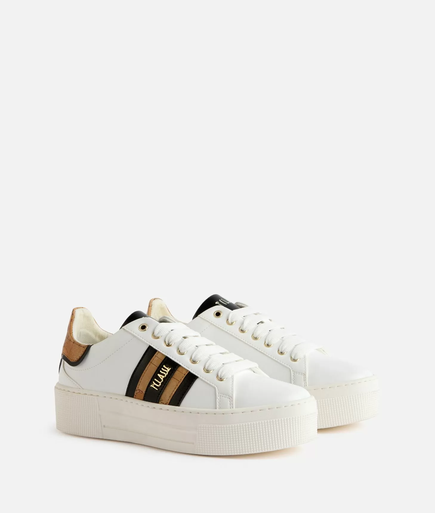 Alviero martini 1a classe Sneakers in eco nappa con bande laterali Bianche Fino al 65% di sconto