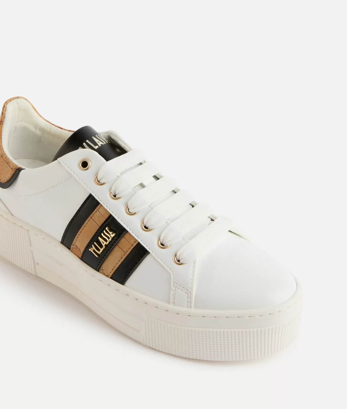 Alviero martini 1a classe Sneakers in eco nappa con bande laterali Bianche Fino al 65% di sconto