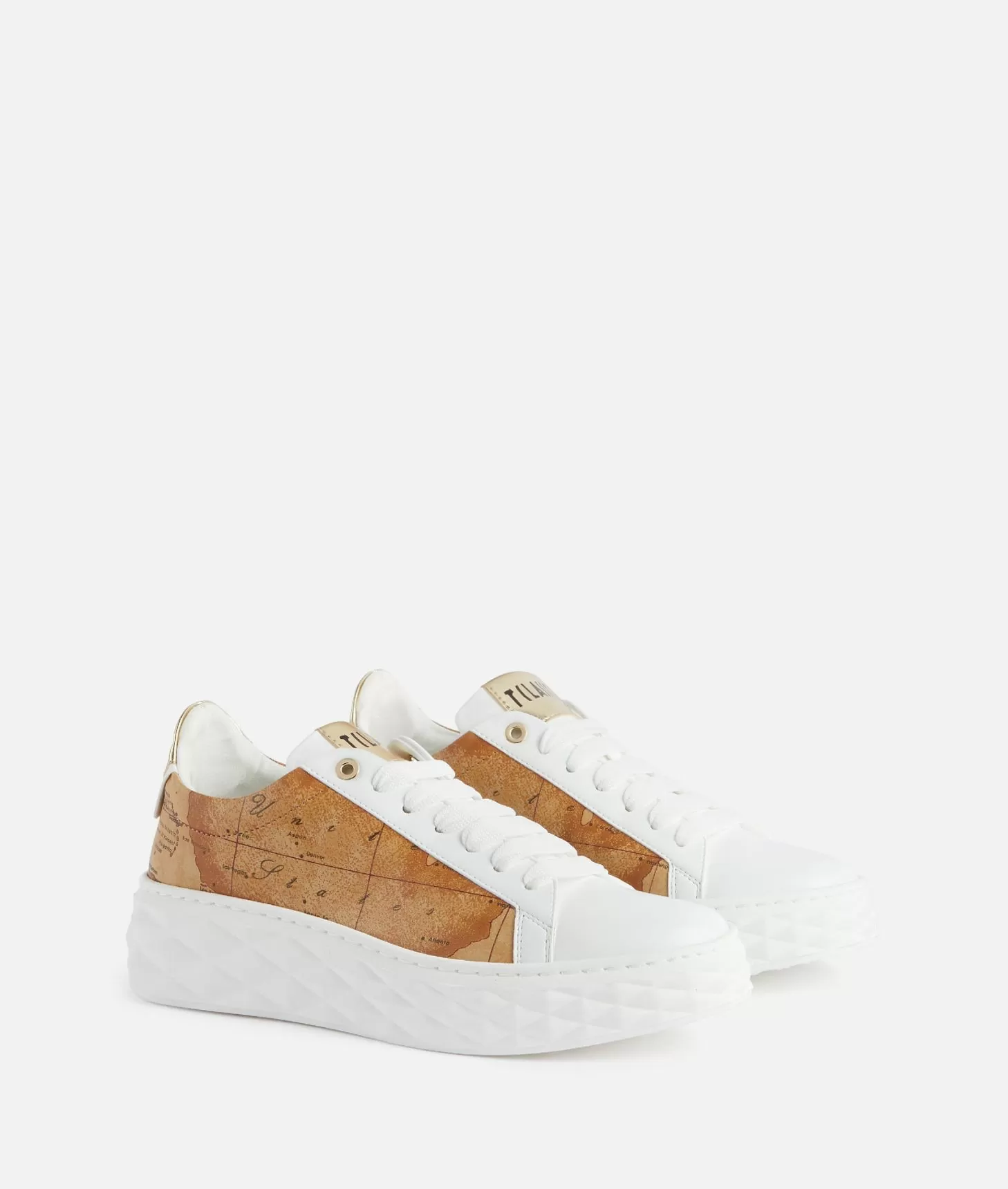 Alviero martini 1a classe Sneakers in eco nappa con lati Geo Classic Bianche Sostegno trimestrale