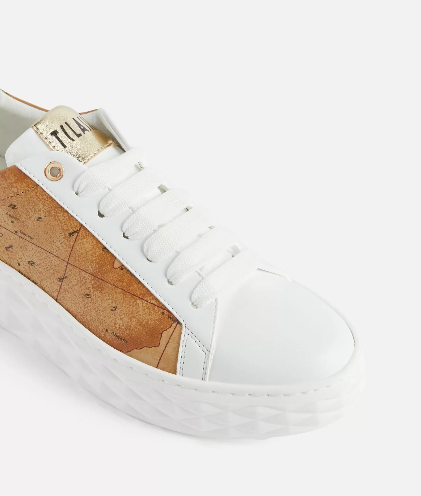 Alviero martini 1a classe Sneakers in eco nappa con lati Geo Classic Bianche Sostegno trimestrale