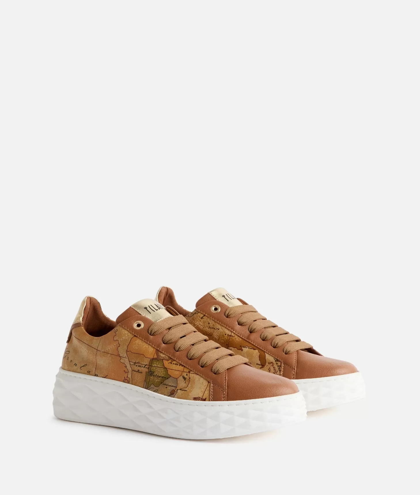Alviero martini 1a classe Sneakers in eco nappa con lati Geo Classic Castagna Fino al 55% di sconto