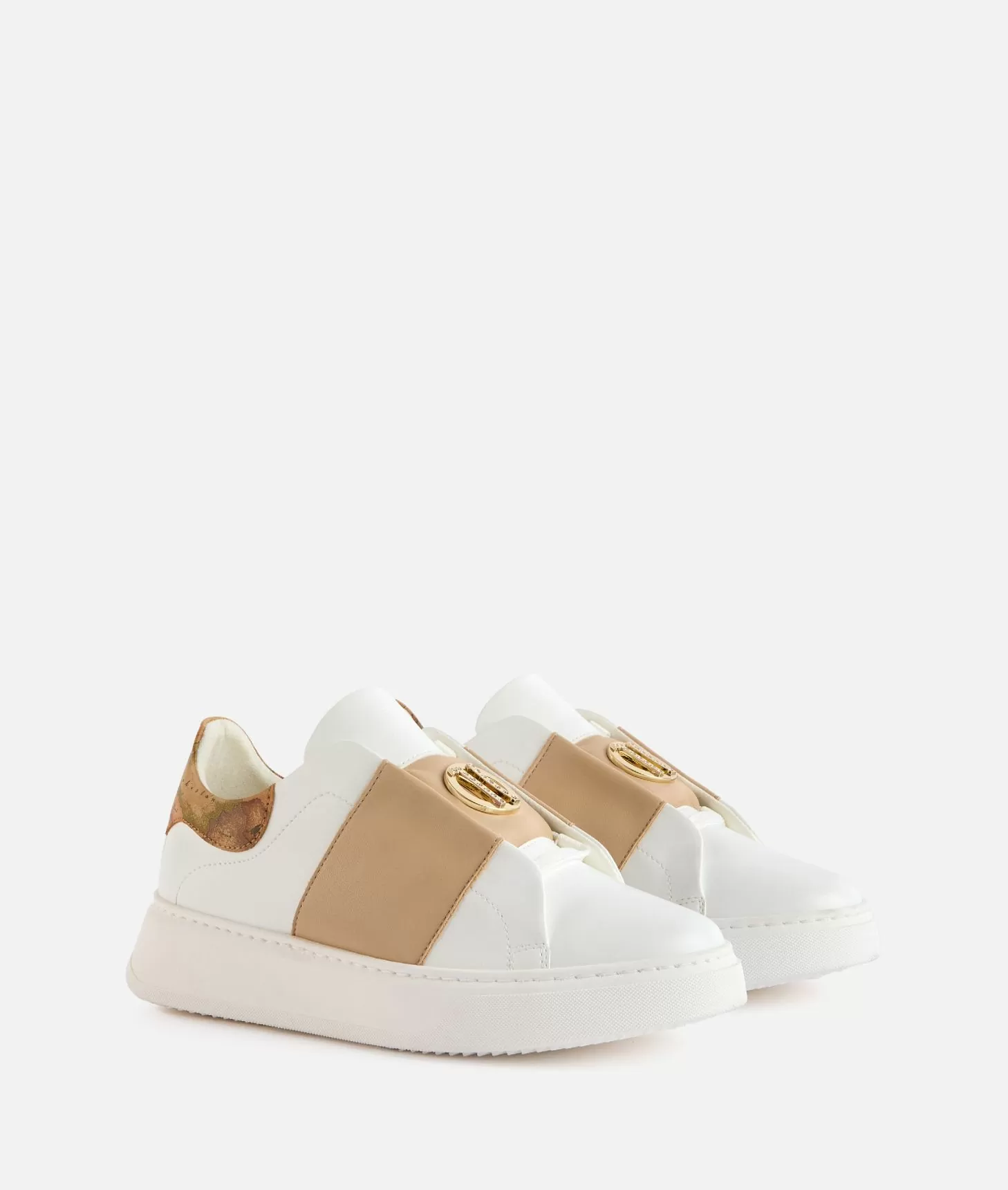 Alviero martini 1a classe Sneakers in eco nappa con logo 1C strass Bianche Solo un giorno rimasto