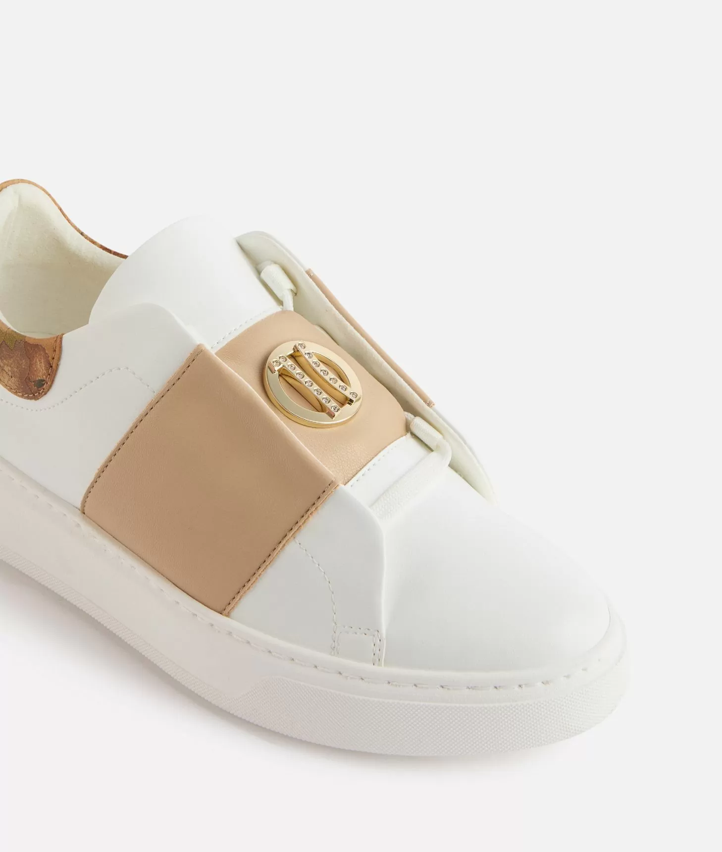 Alviero martini 1a classe Sneakers in eco nappa con logo 1C strass Bianche Solo un giorno rimasto
