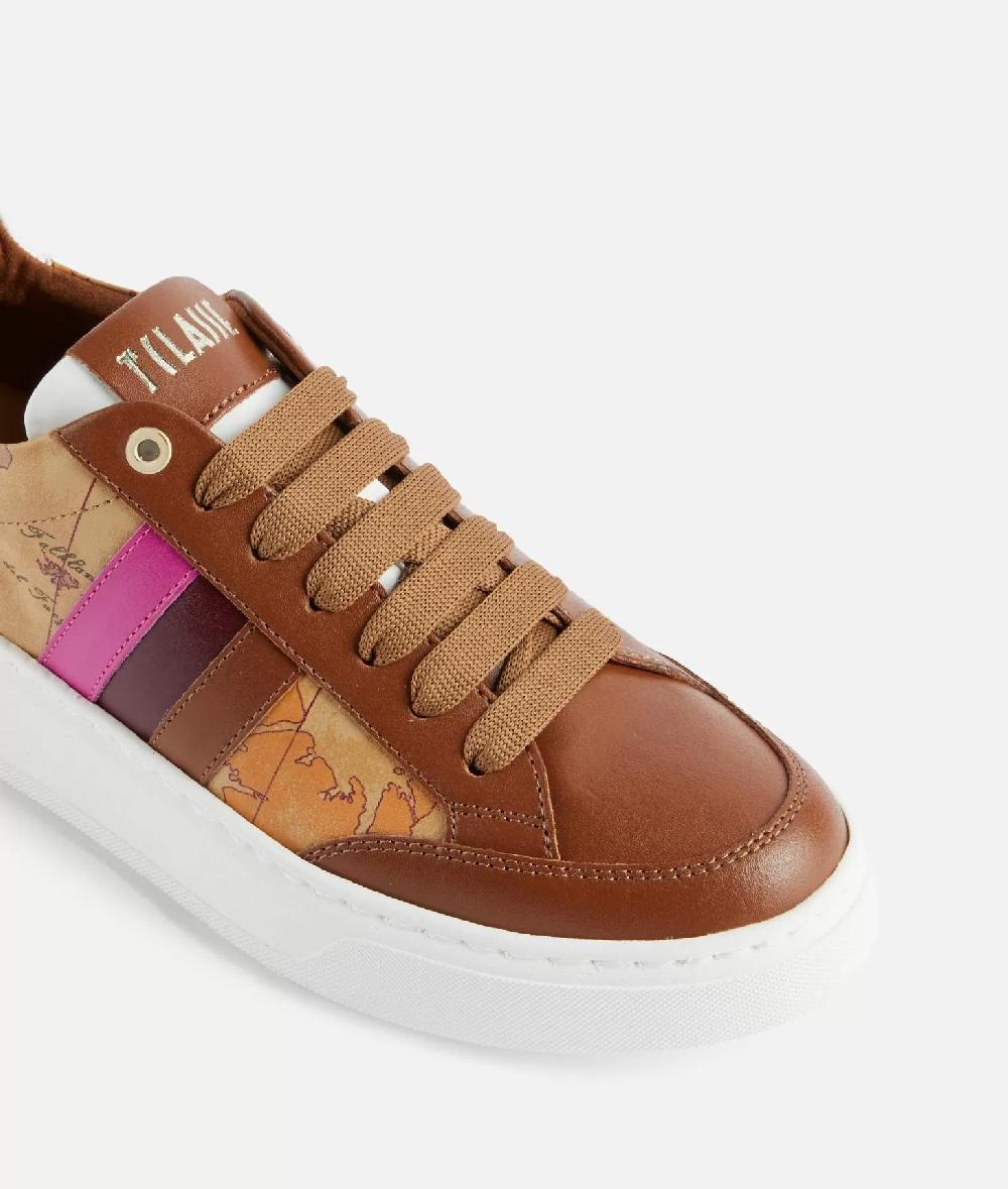 Alviero martini 1a classe Sneakers in pelle liscia con bande laterali Castagna Super sconto