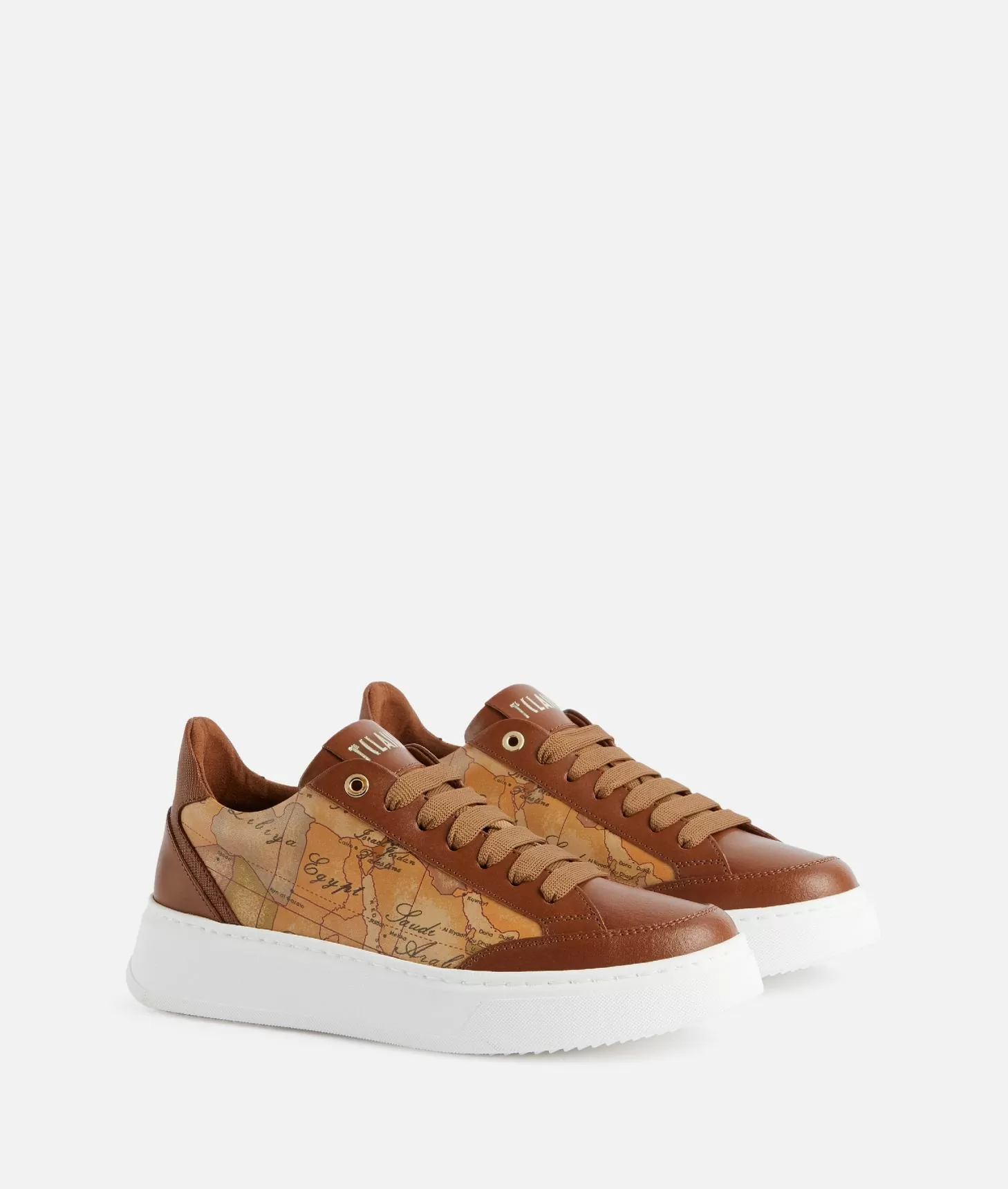 Alviero martini 1a classe Sneakers in pelle liscia con inserti Geo Classic e Saffiano Castagna 50% di sconto con spedizione gratuita
