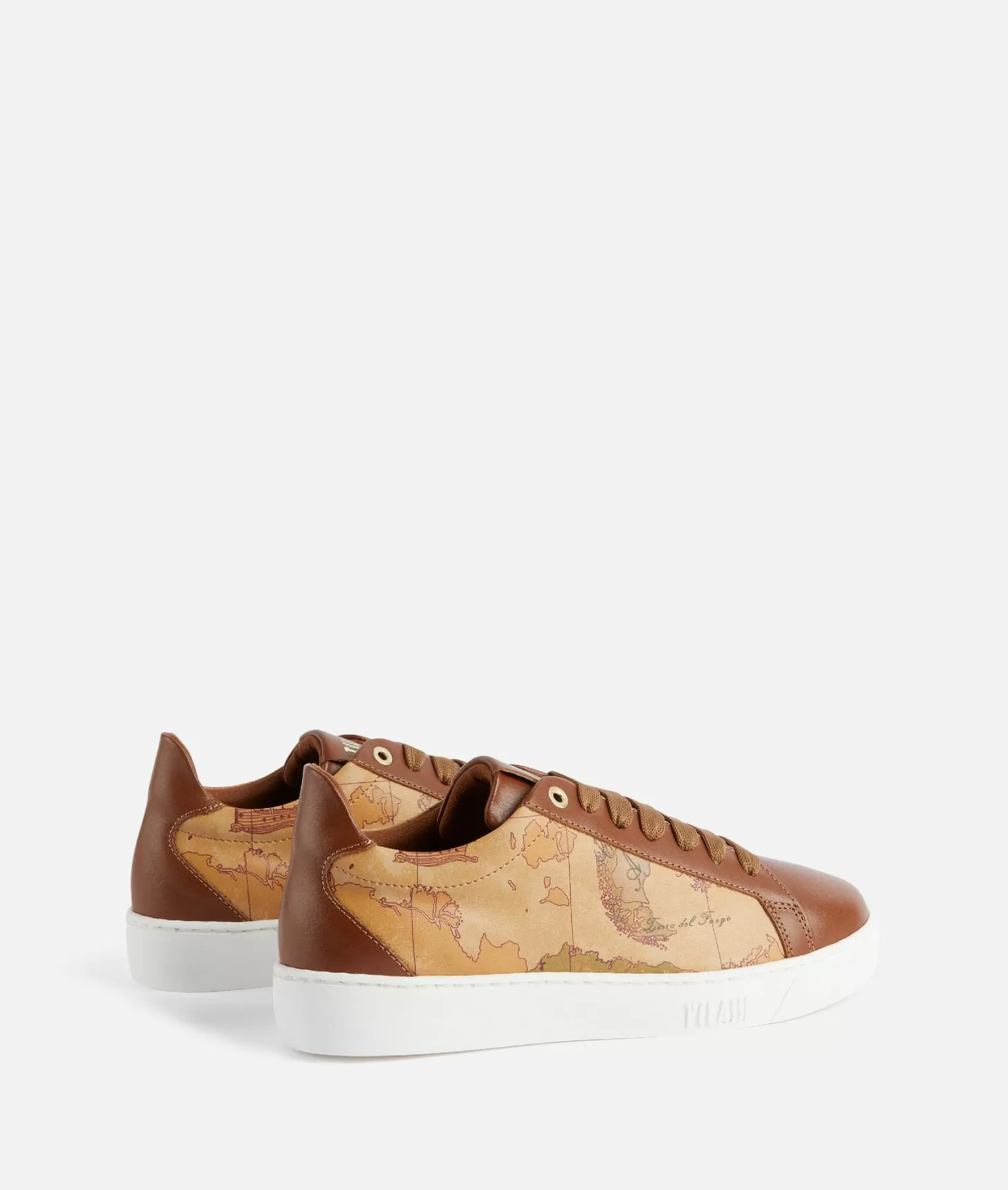 Alviero martini 1a classe Sneakers in pelle liscia ed eco nappa Geo Classic Castagna In vendita