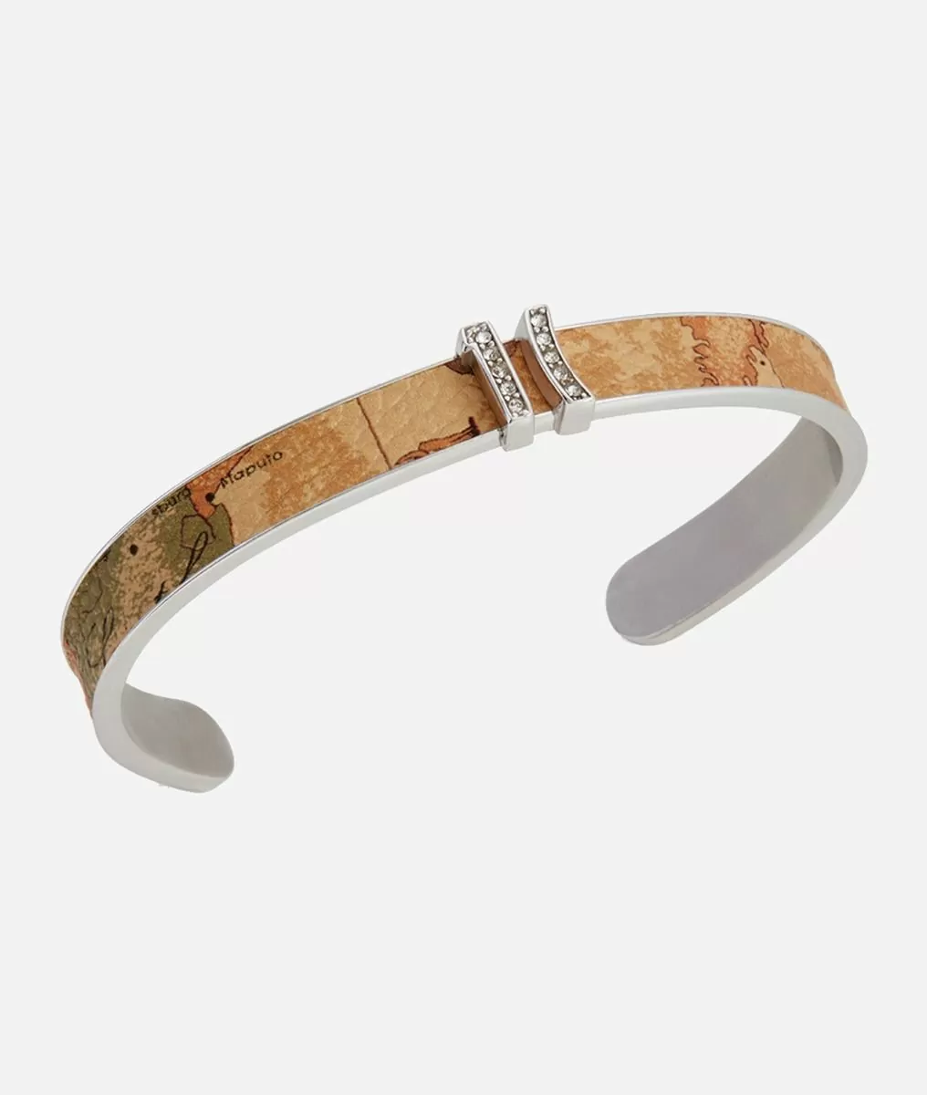 Alviero martini 1a classe Rodeo Drive bracciale rigido con inserti in pelle Geo in Argento Negozio
