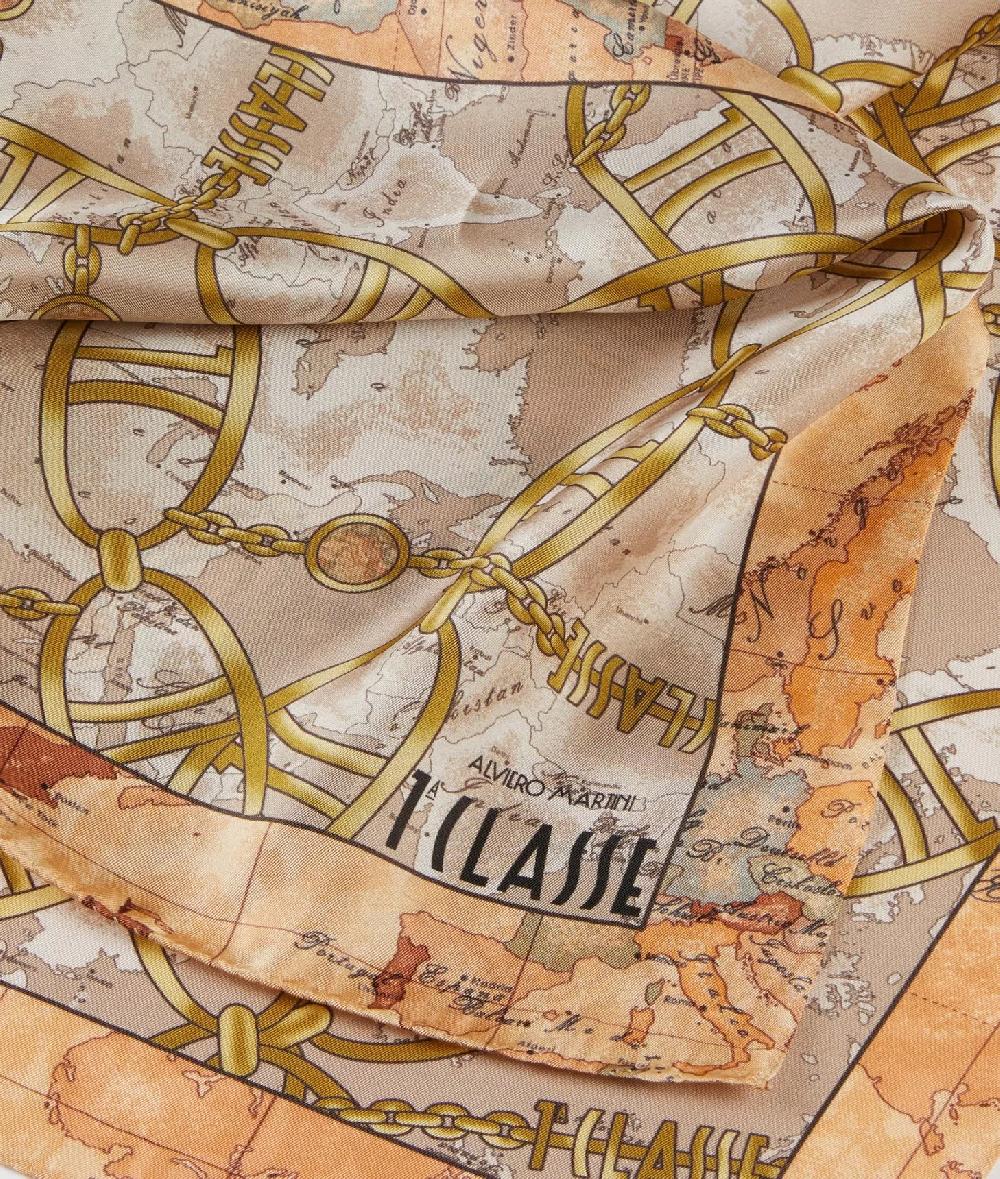 Alviero martini 1a classe Foulard Geo Chain in seta 70x70 Taupe Chiaro Fino al 60% di sconto