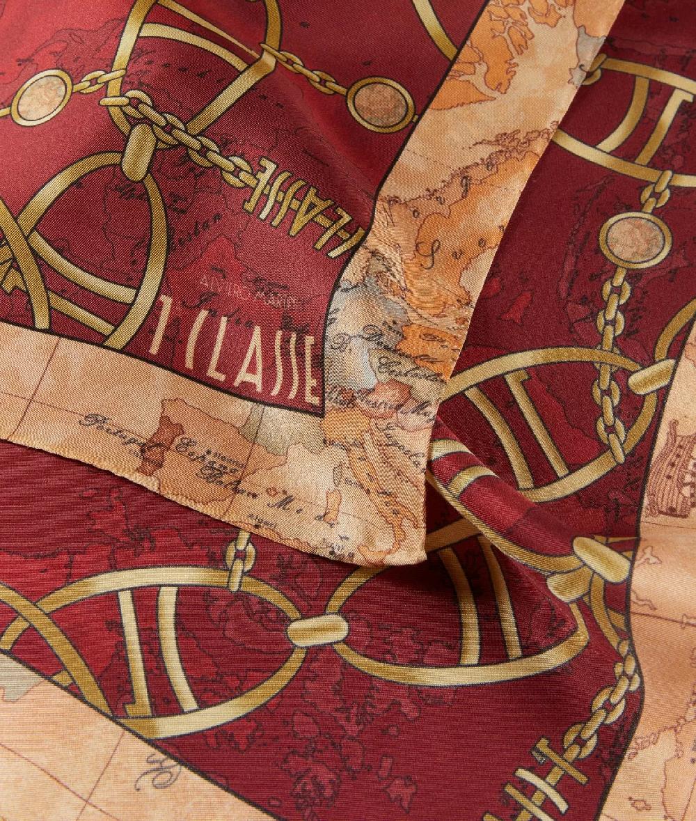Alviero martini 1a classe Foulard Geo Chain in seta 70x70 Lampone Fino al 65% di sconto