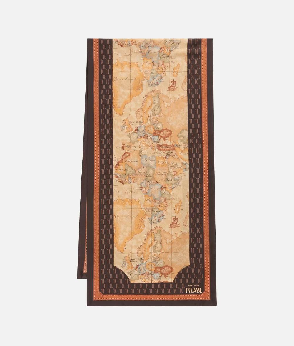 Alviero martini 1a classe Geo Iconic Mix sciarpa in seta 45x180 Cioccolato Offerta speciale della fabbrica