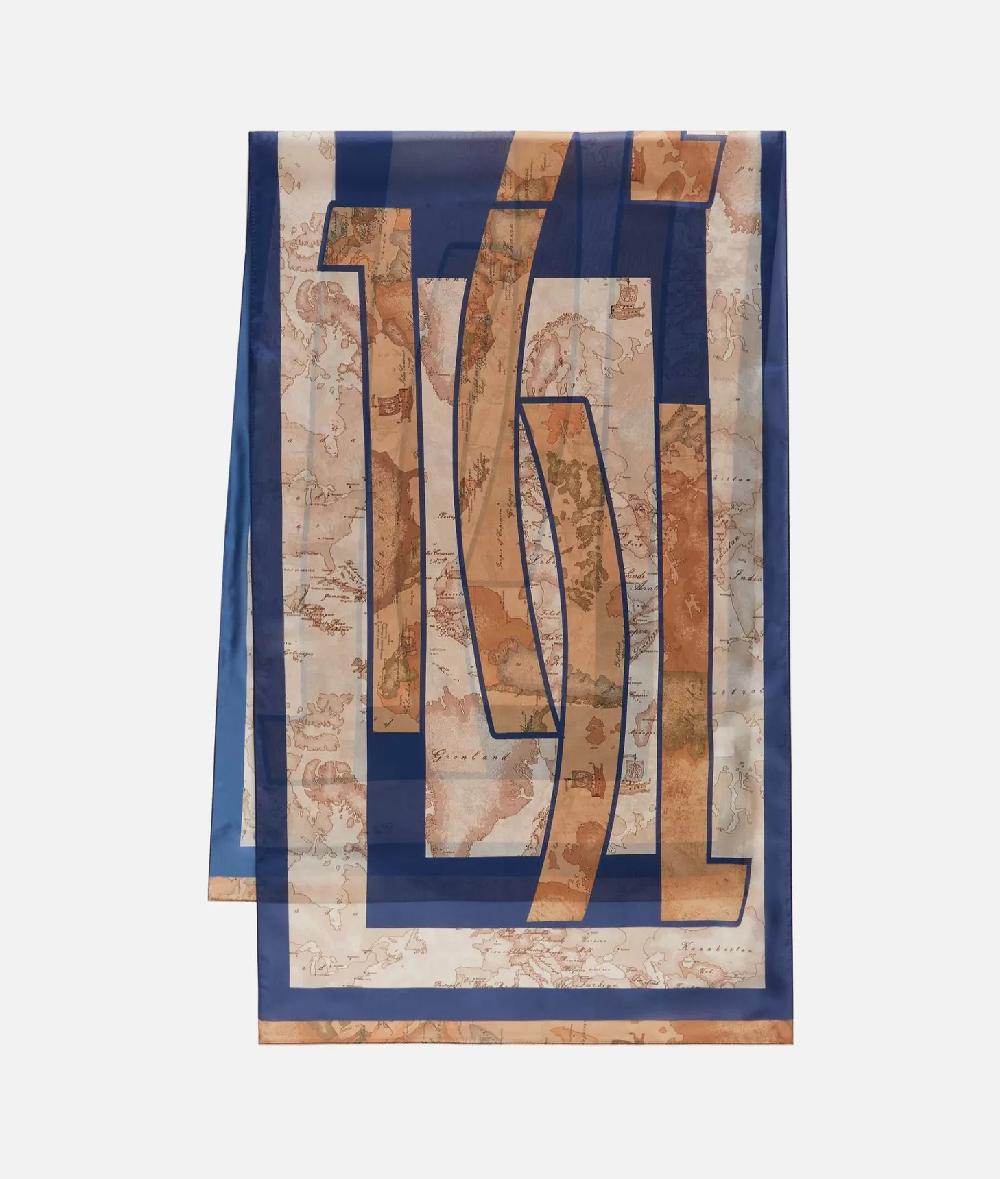 Alviero martini 1a classe Sciarpa con gioiello 1C Mirror 48x150 Blu Navy Esporta salva