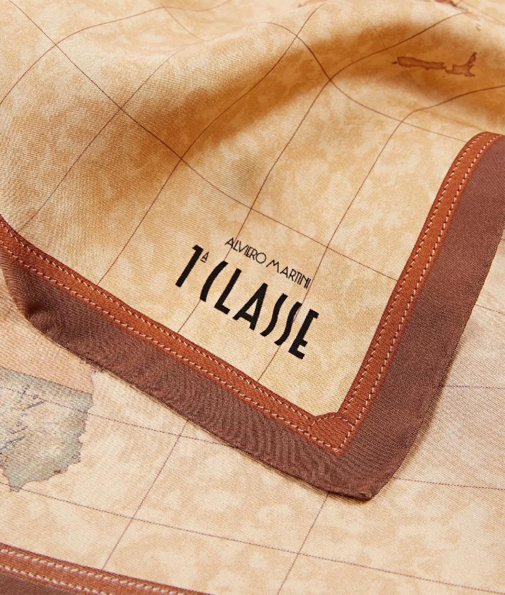 Alviero martini 1a classe Foulard Geo Classic 70x70 Castagna Spedizione Gratuita